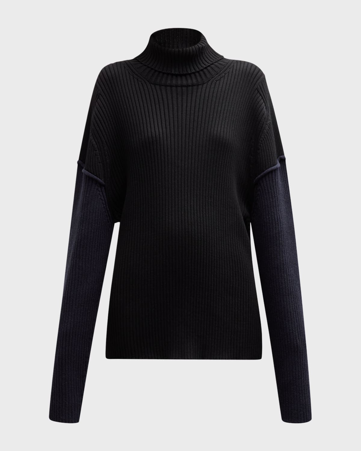 Shop The Row Dua Colorblock Cashmere Sweater In Black/navy