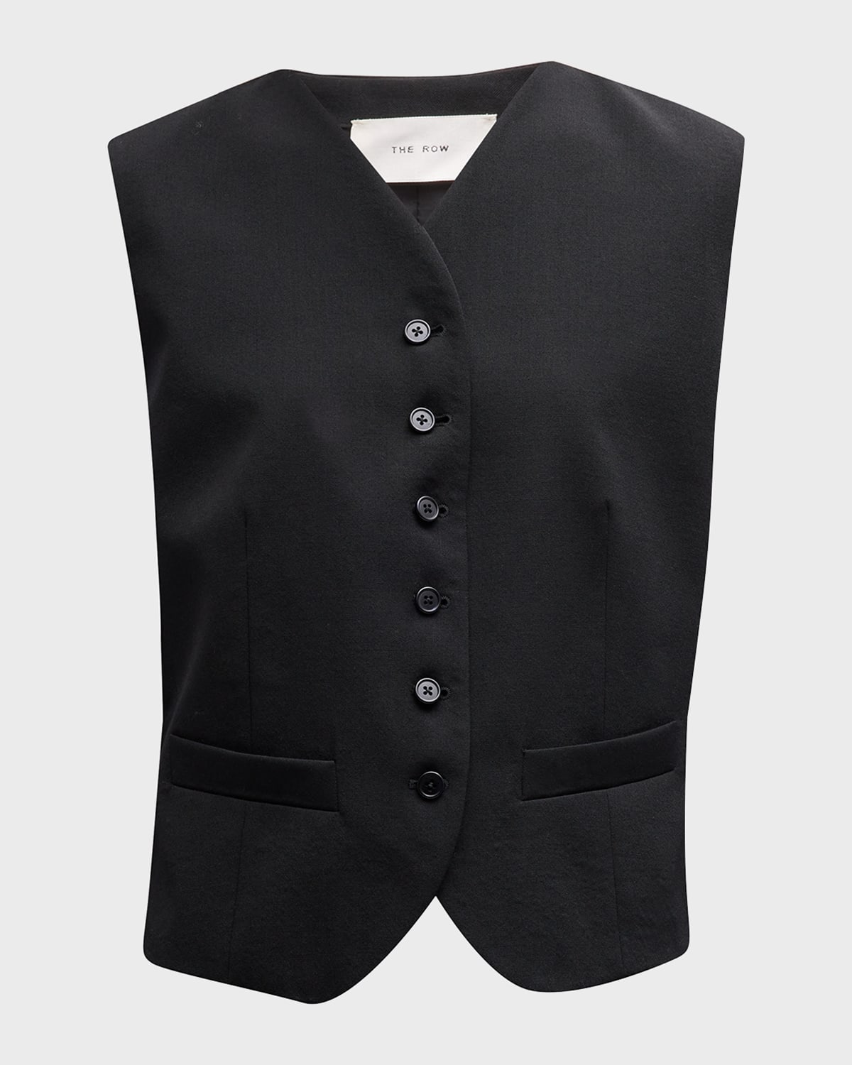 The Row Vegas Button-front Wool Vest In Black