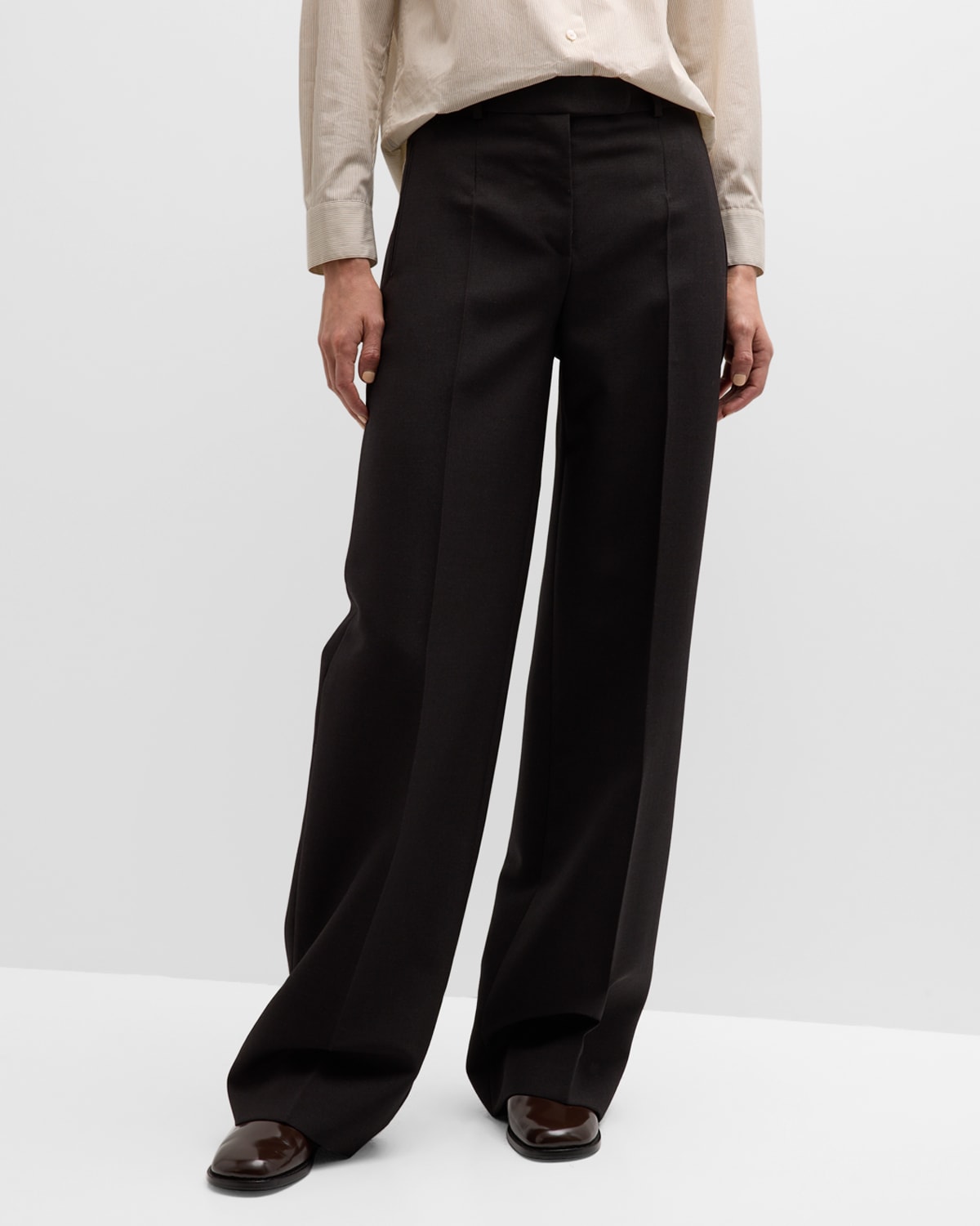 The Row Banew Wide-leg Crepe Trousers In Brown