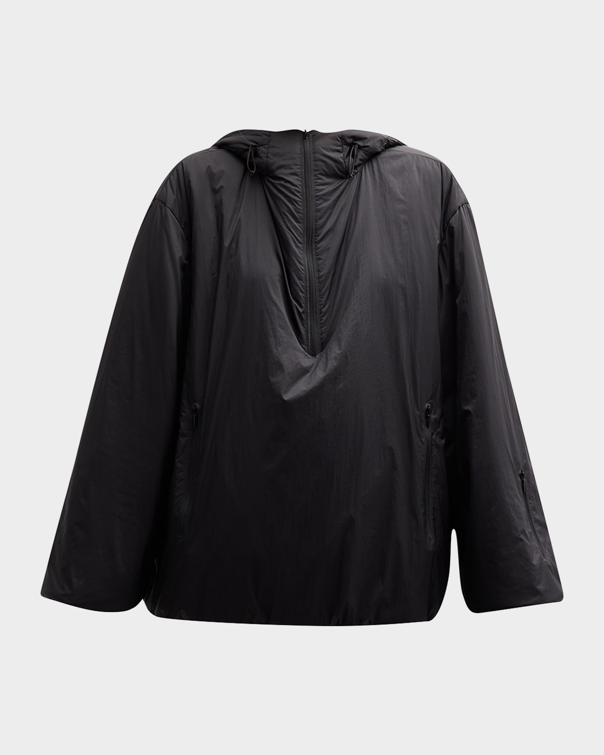 The Row Althena Padded Hooded Quarter-zip Track Jacket In Black