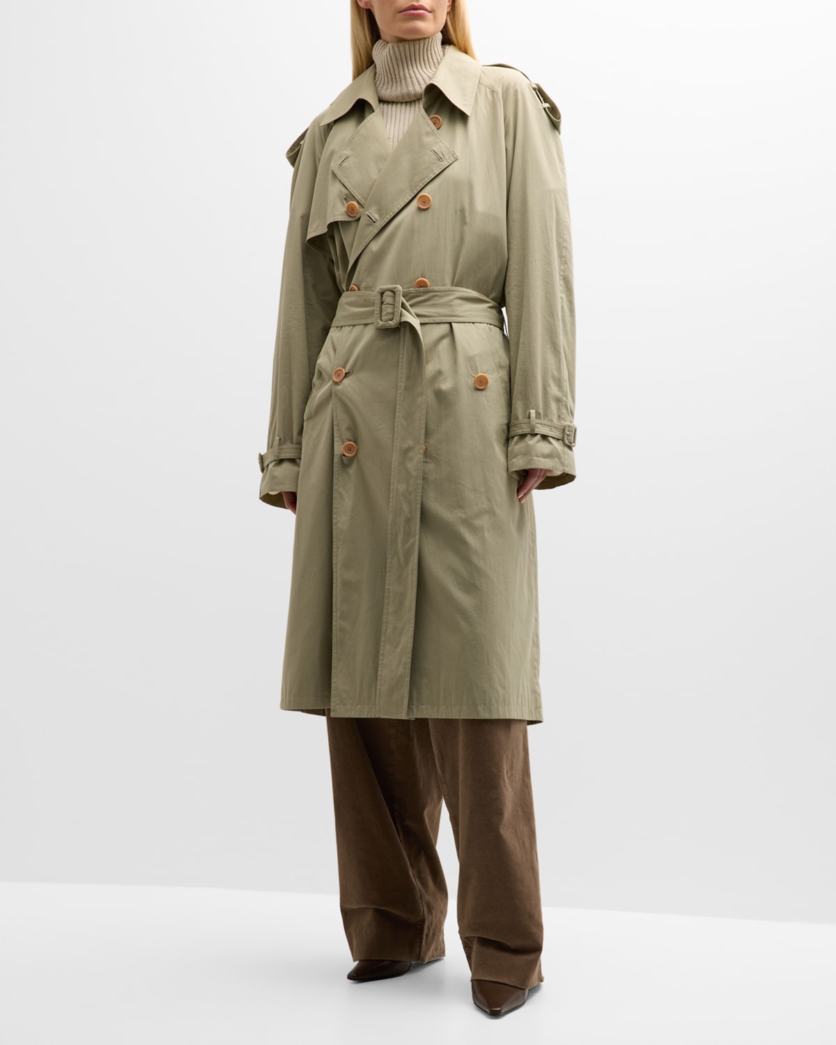 The Row June Belted Double-breasted Trench Coat In Taupe