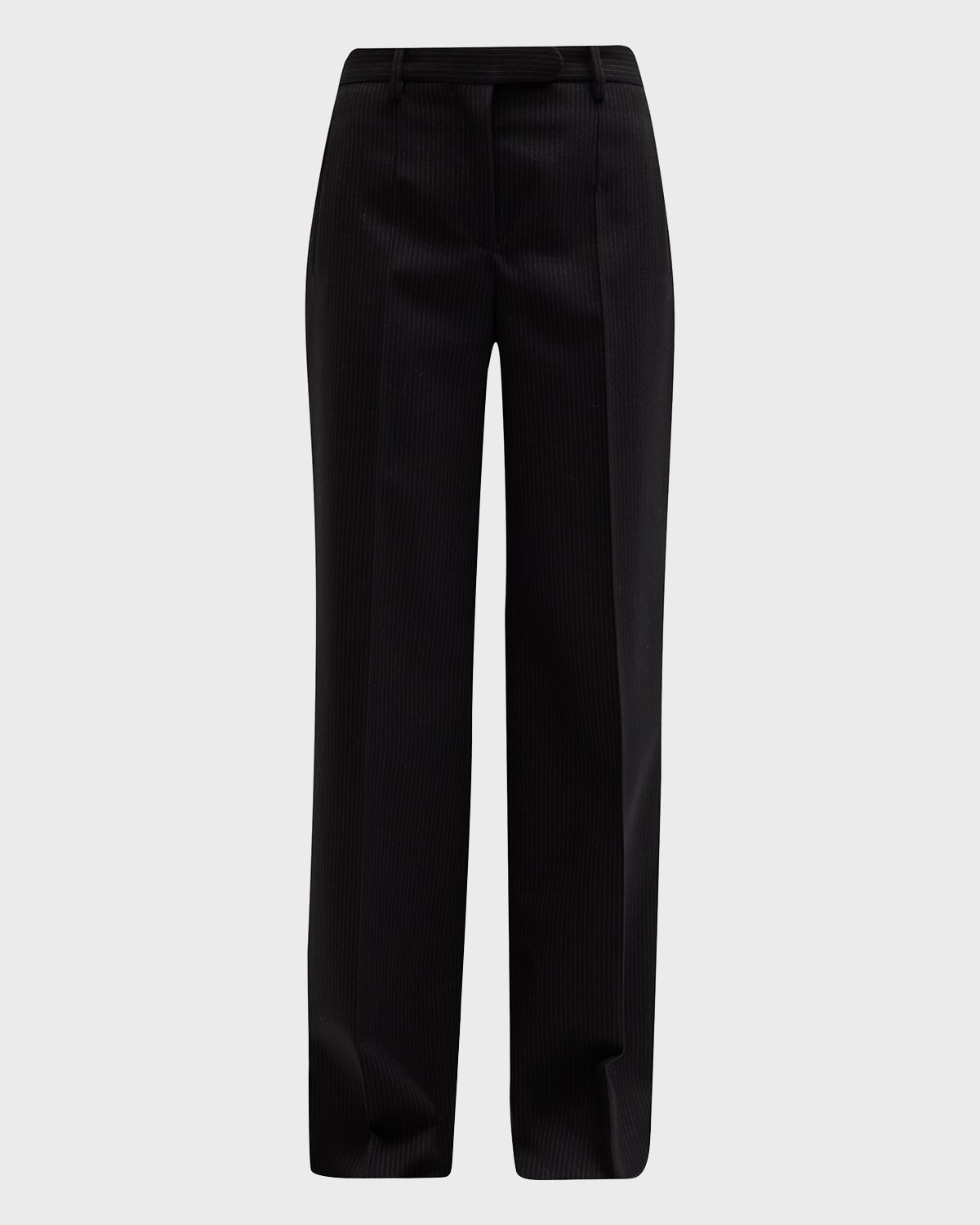 The Row Banew Pinstripe Wool Wide-leg Trousers In Black / Grey Mela