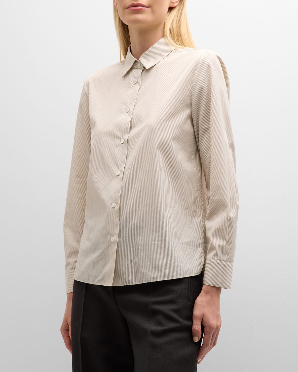 Shop The Row Sadie Striped Collar Shirt In Brown/yellow