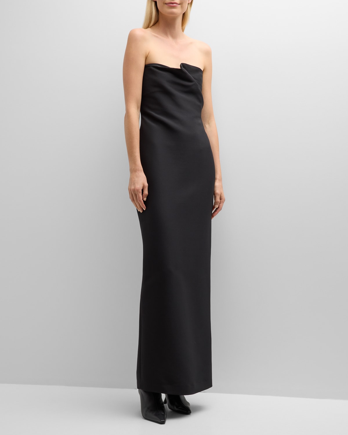 Shop The Row Bardon Draped Strapless Gown In Black