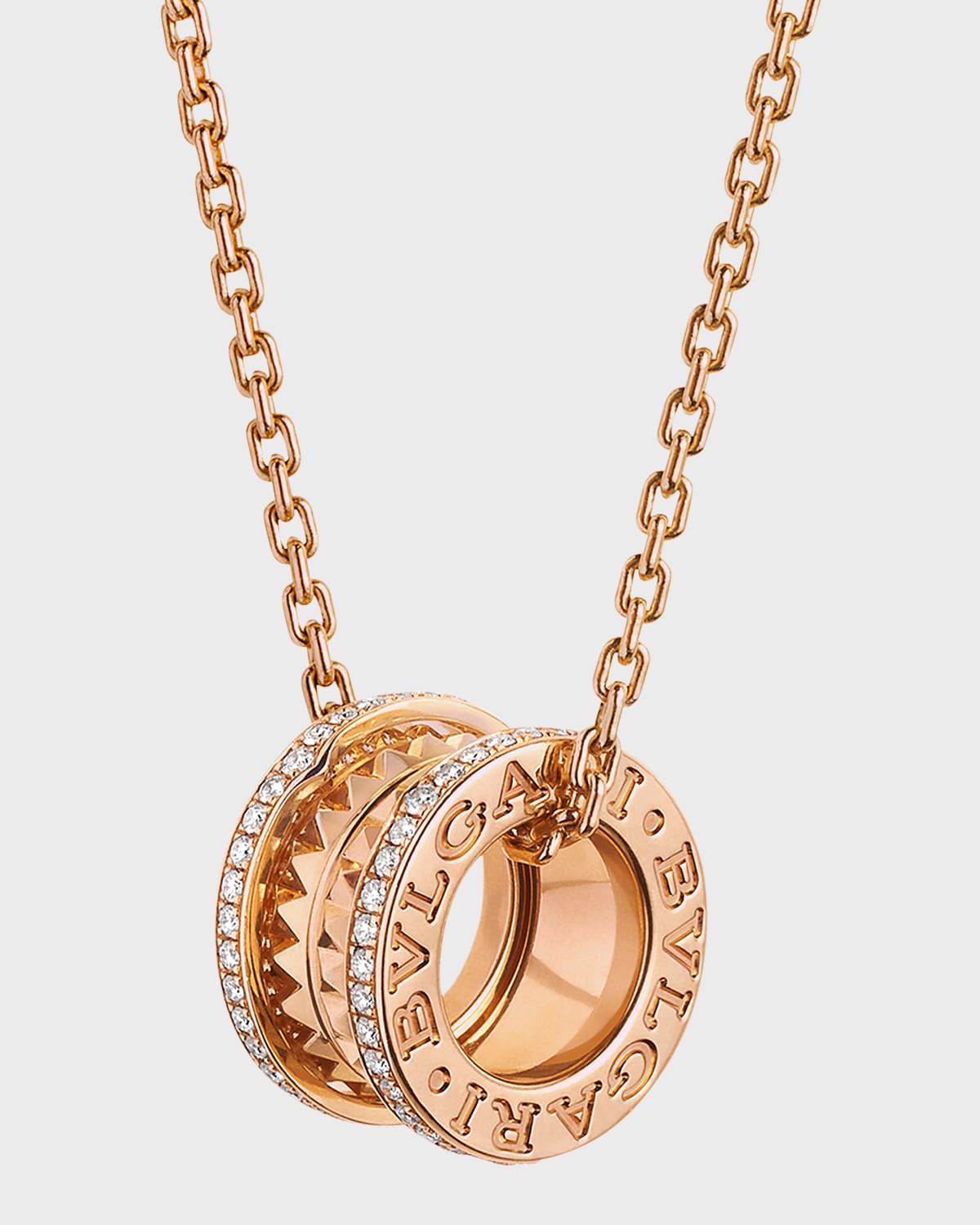 Bvlgari B.zero1 Rock Pave Pendant Necklace In 18k Rose Gold