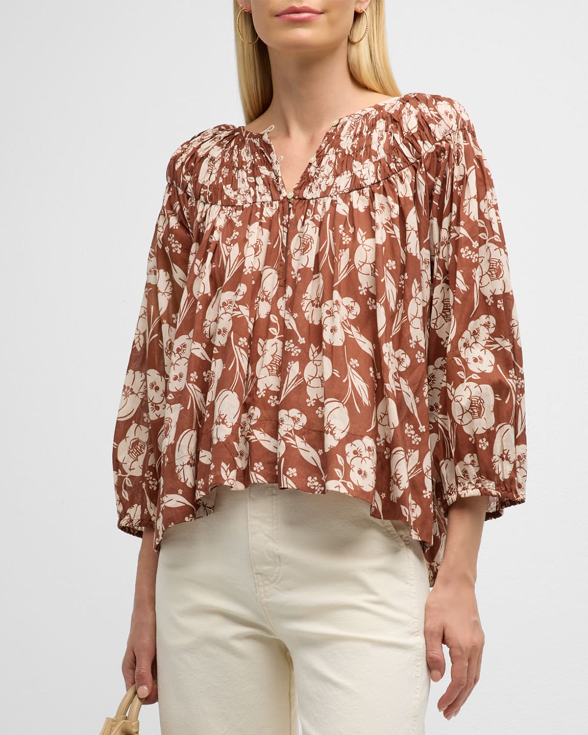 THE GREAT THE SWIFT FLORAL-PRINT BLOUSE