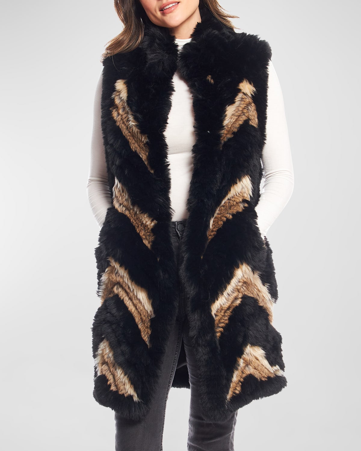 Fabulous Furs Kayce Knitted Faux Fur Stroller Waistcoat In Multi