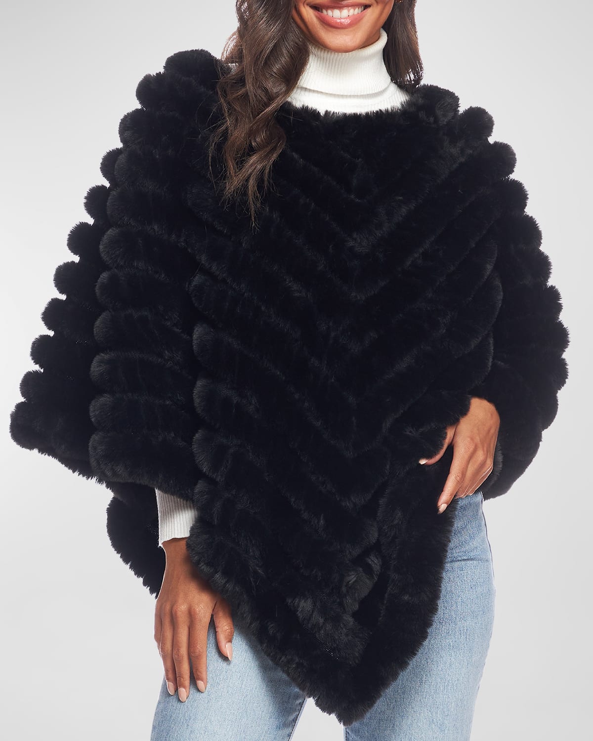 Deluxe Knitted Faux Fur Poncho