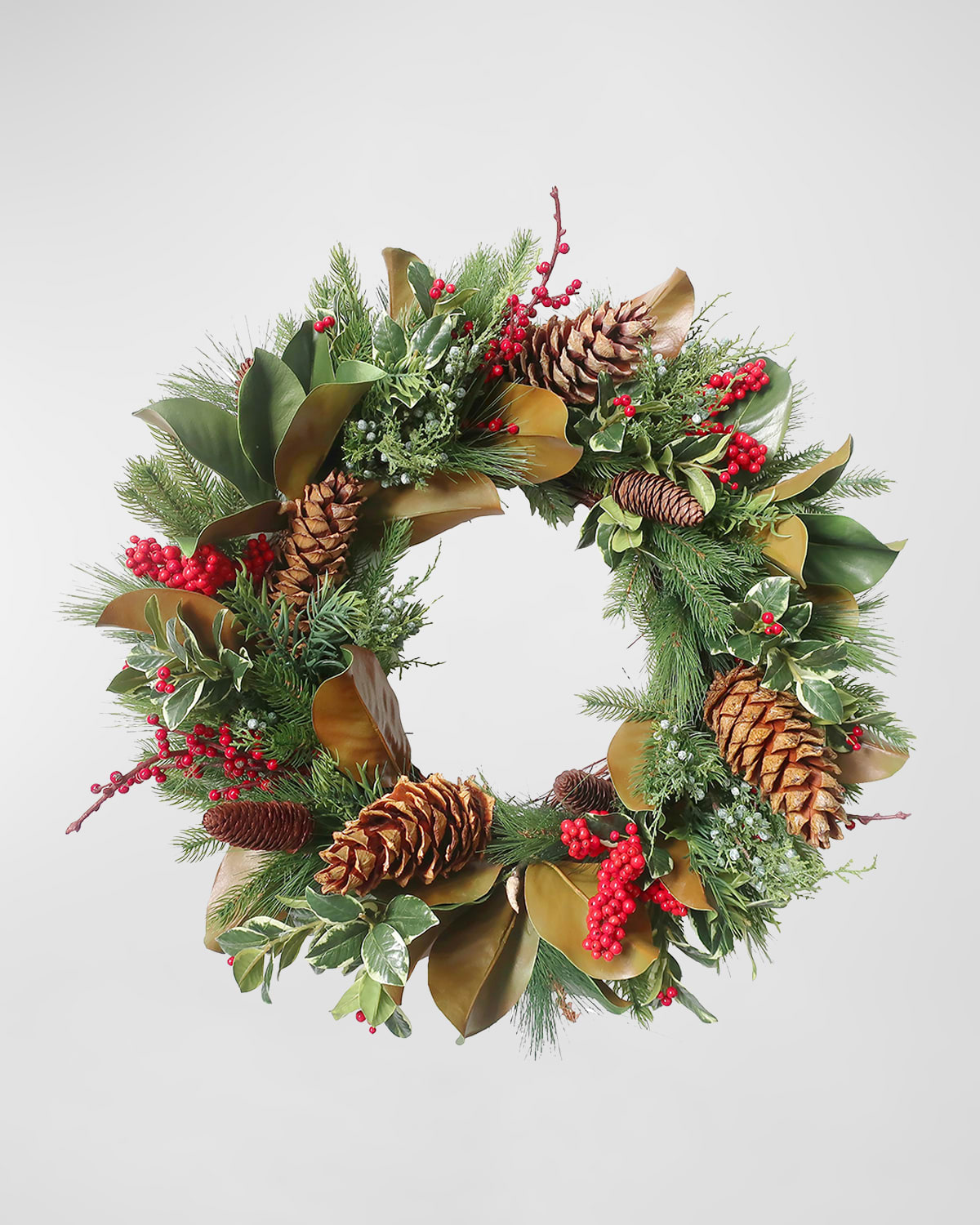 Winward Home 26" Holly Mix Pine Christmas Wreath In Multi