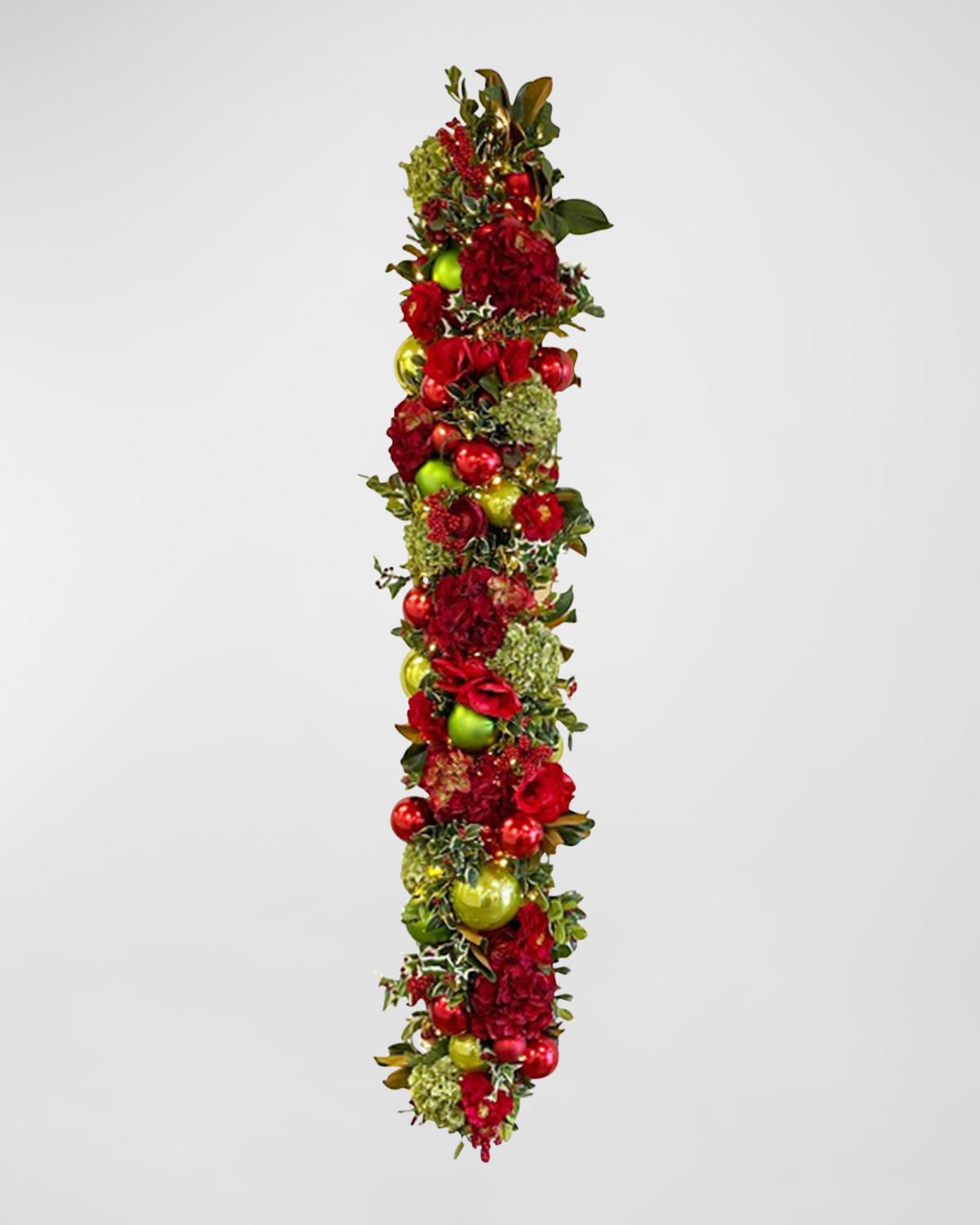 Winward Home Permanent Botanicals Mixed Hydrangea & Amaryllis Garland In Red