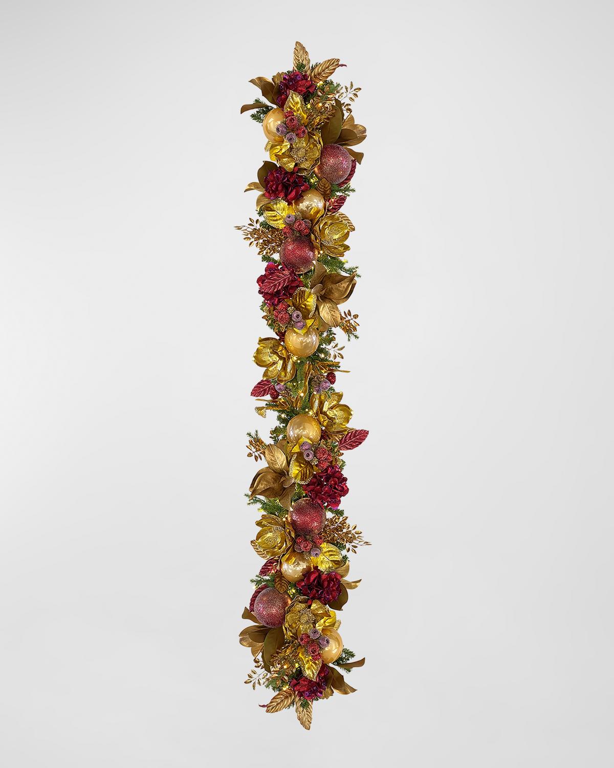 Winward Home Permanent Botanicals Guilded Imitation Hydrangea & Magnolia Leaf Garland In Gold