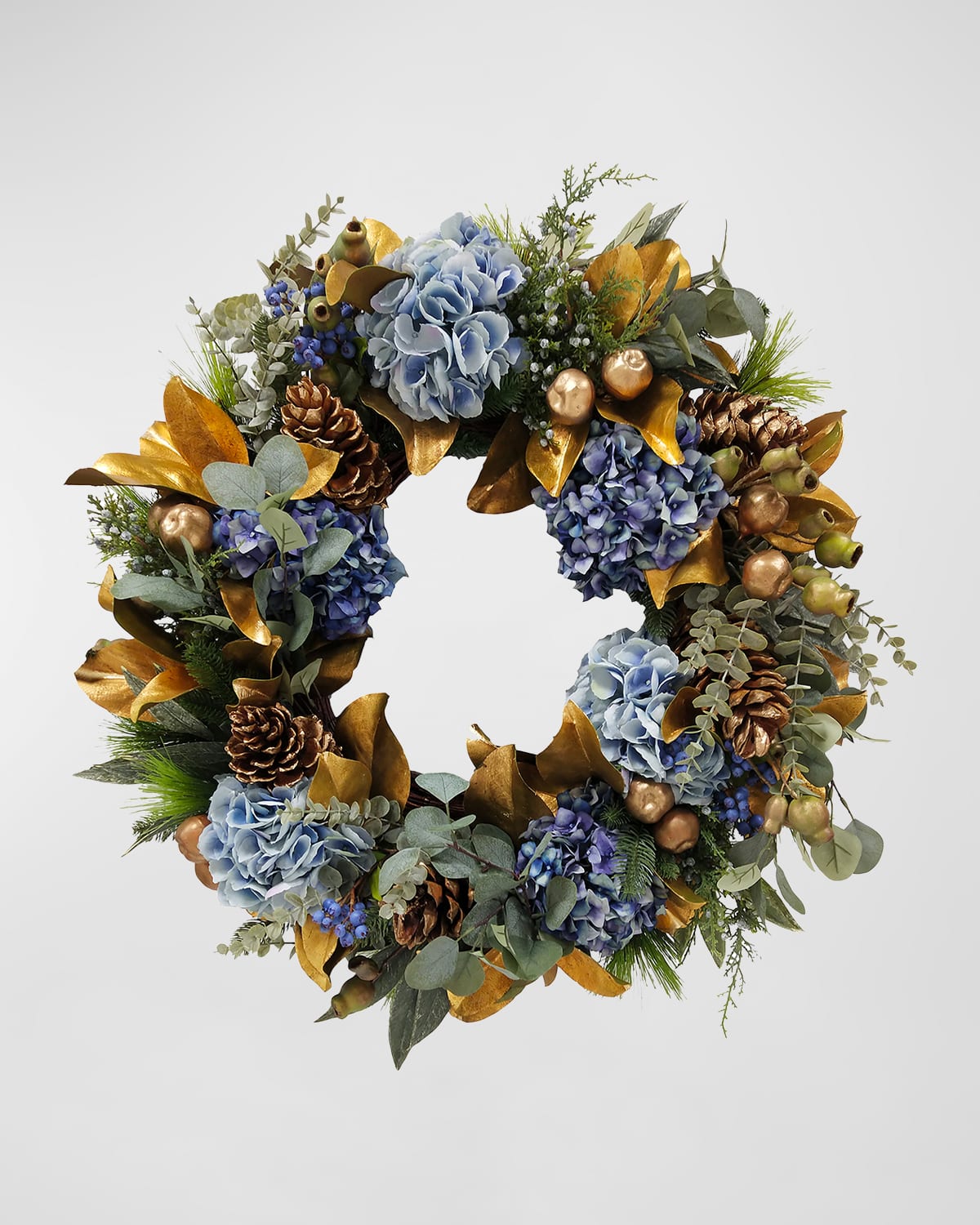 Winward Home 32" Holiday Hydrangea Wreath In Antique Blue