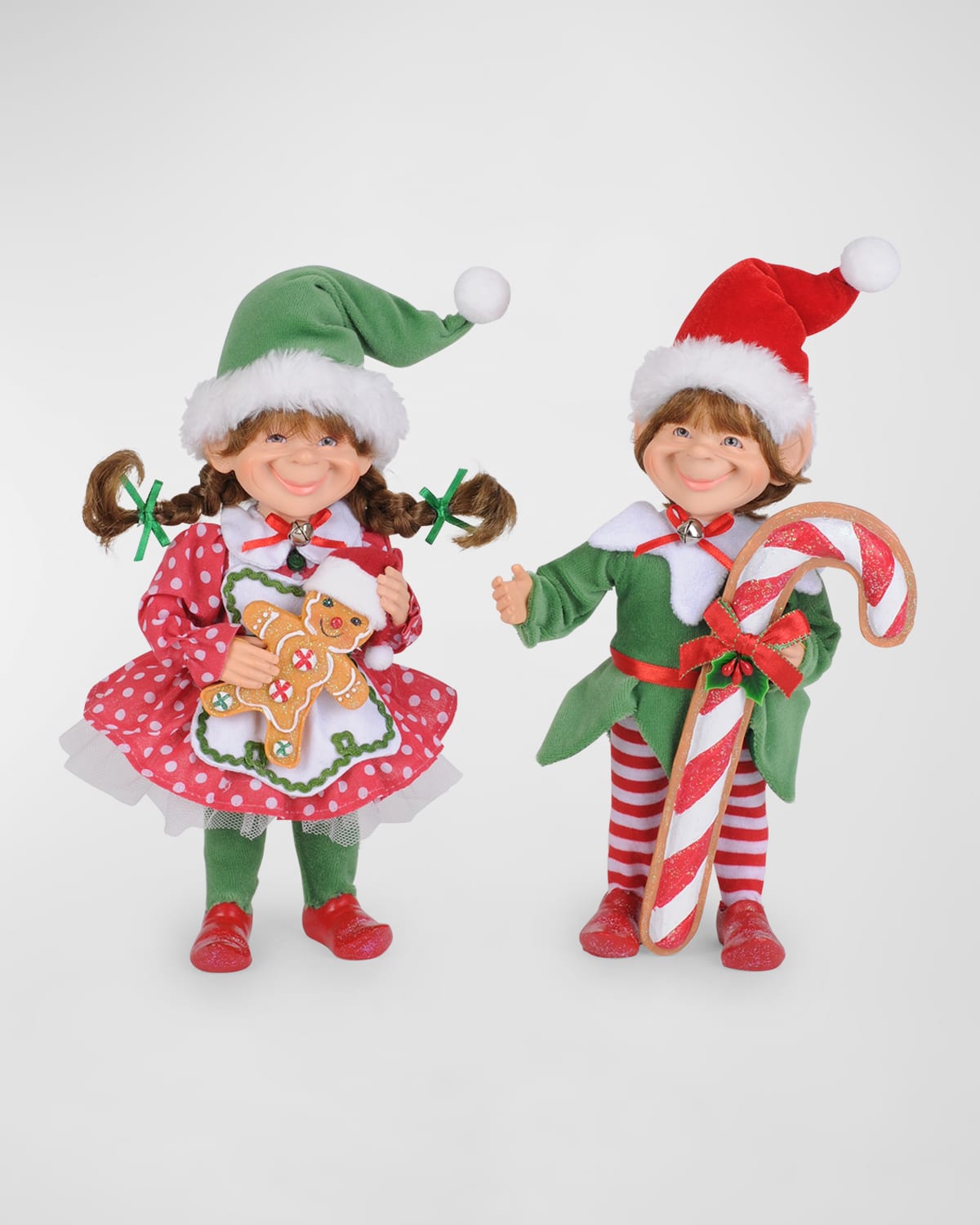 Karen Didion Originals Red Polka Dot Candy Cane Elf, Set Of 2 In Multi
