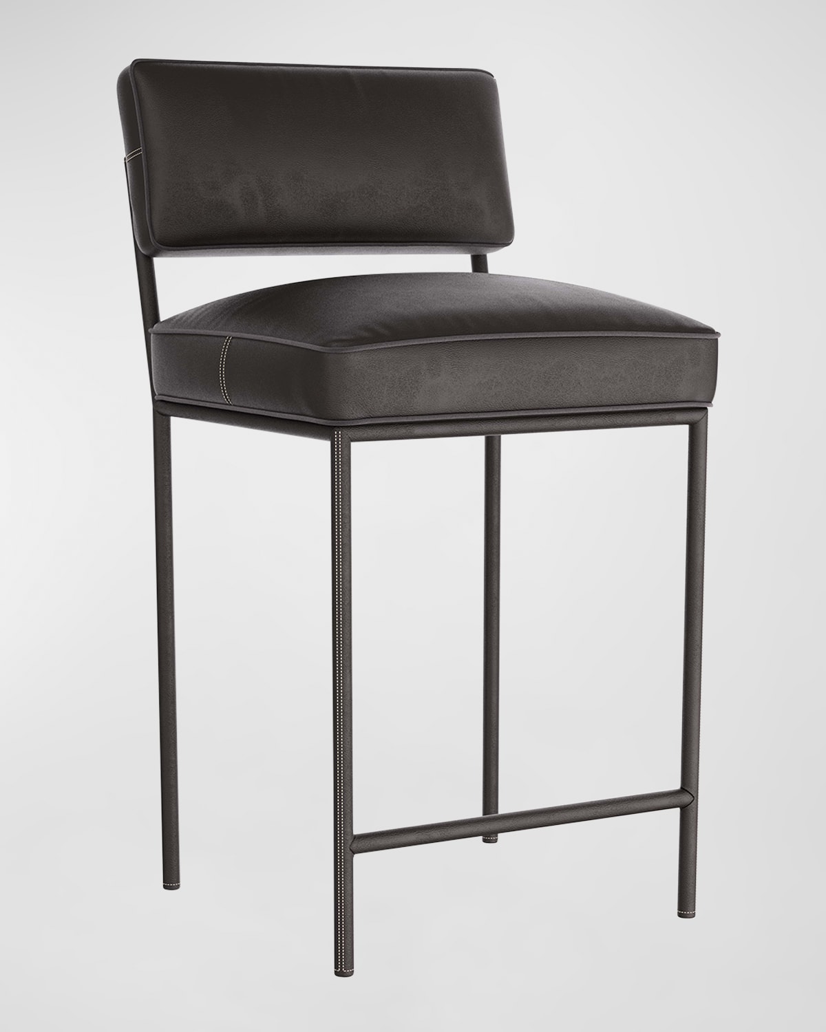 Arteriors Topanga Leather Counter Stool, 26.5" In Black