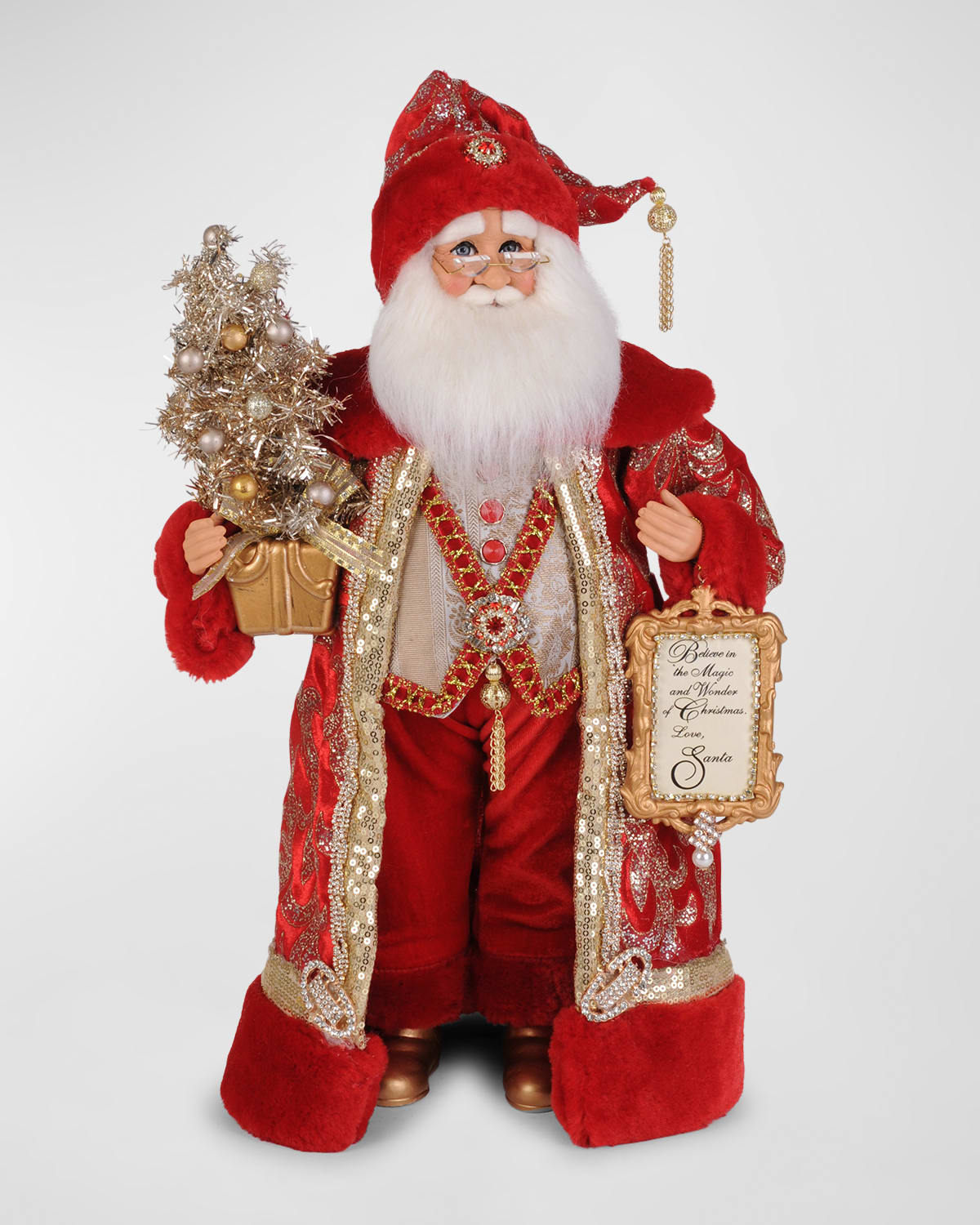 Karen Didion Originals Lighted Scarlet Jeweled Santa Figure In Multi