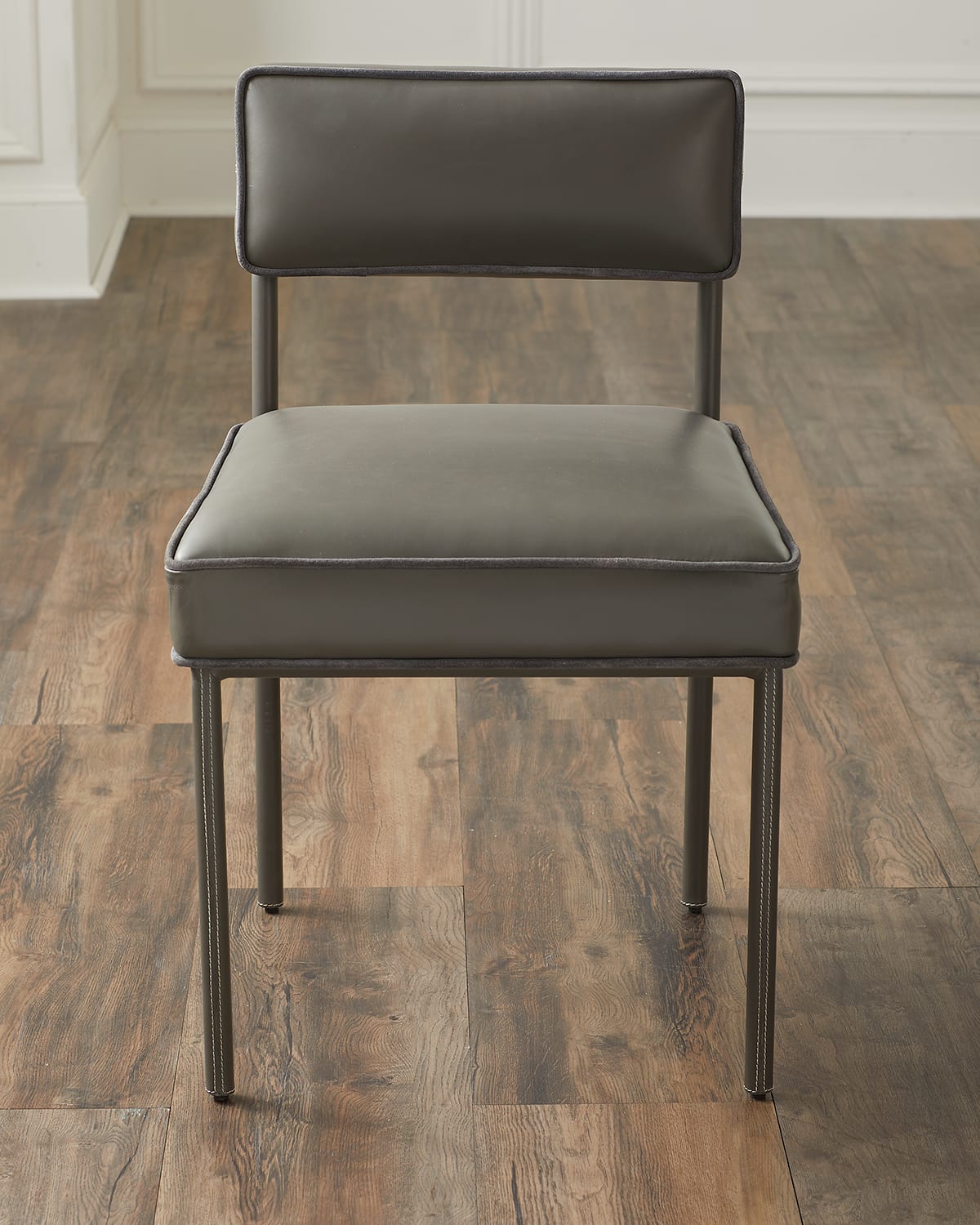 Arteriors Topanga Leather Dining Side Chair In Gray