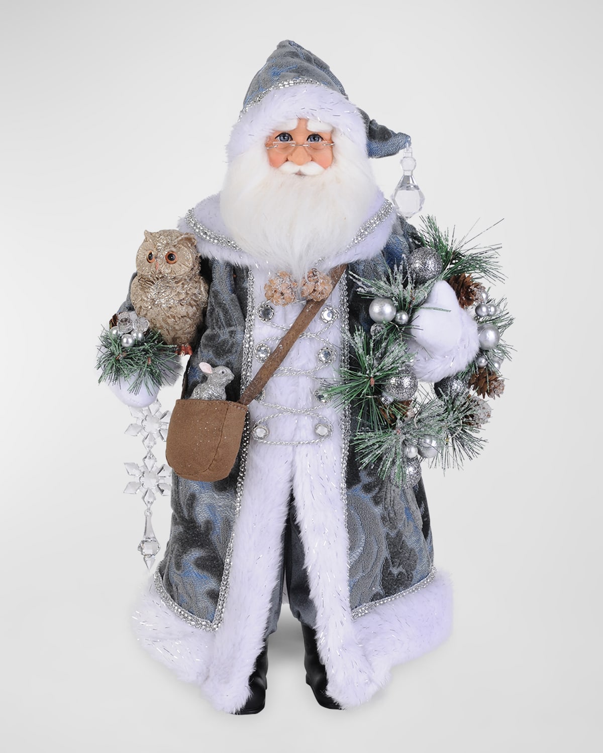 Karen Didion Originals Lighted Snowy Serenity Santa In Multi