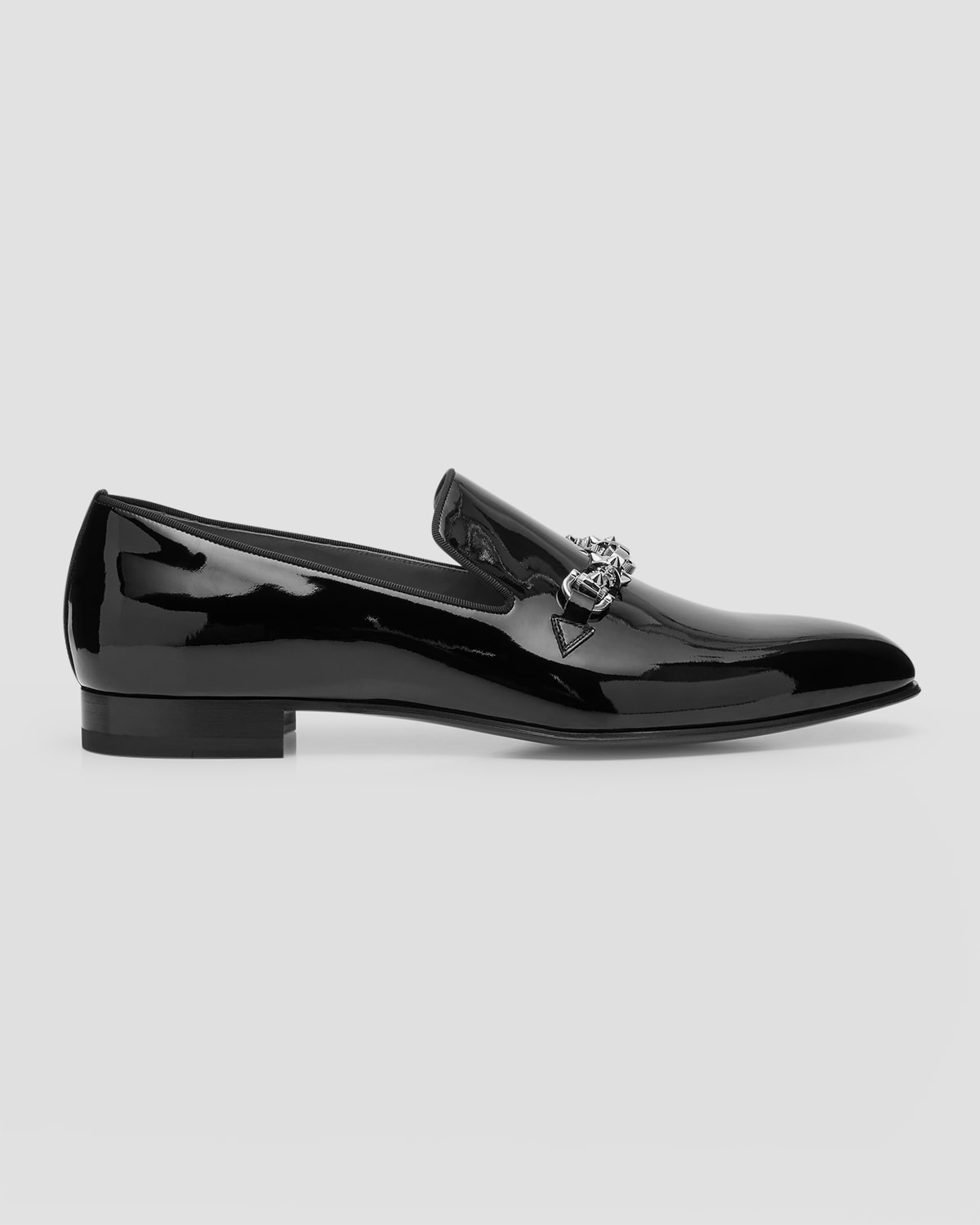 Shop Christian Louboutin Men's Equiswing Patent Bit Loafers In Black