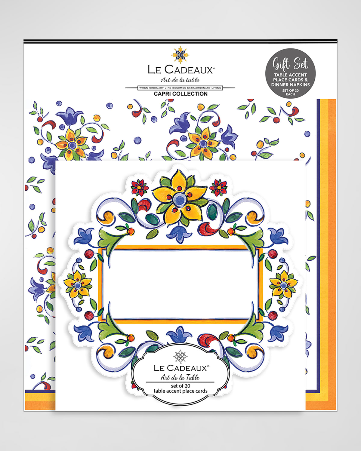 Le Cadeaux Table Accent Place Cards And Dinner Napkins Gift Set