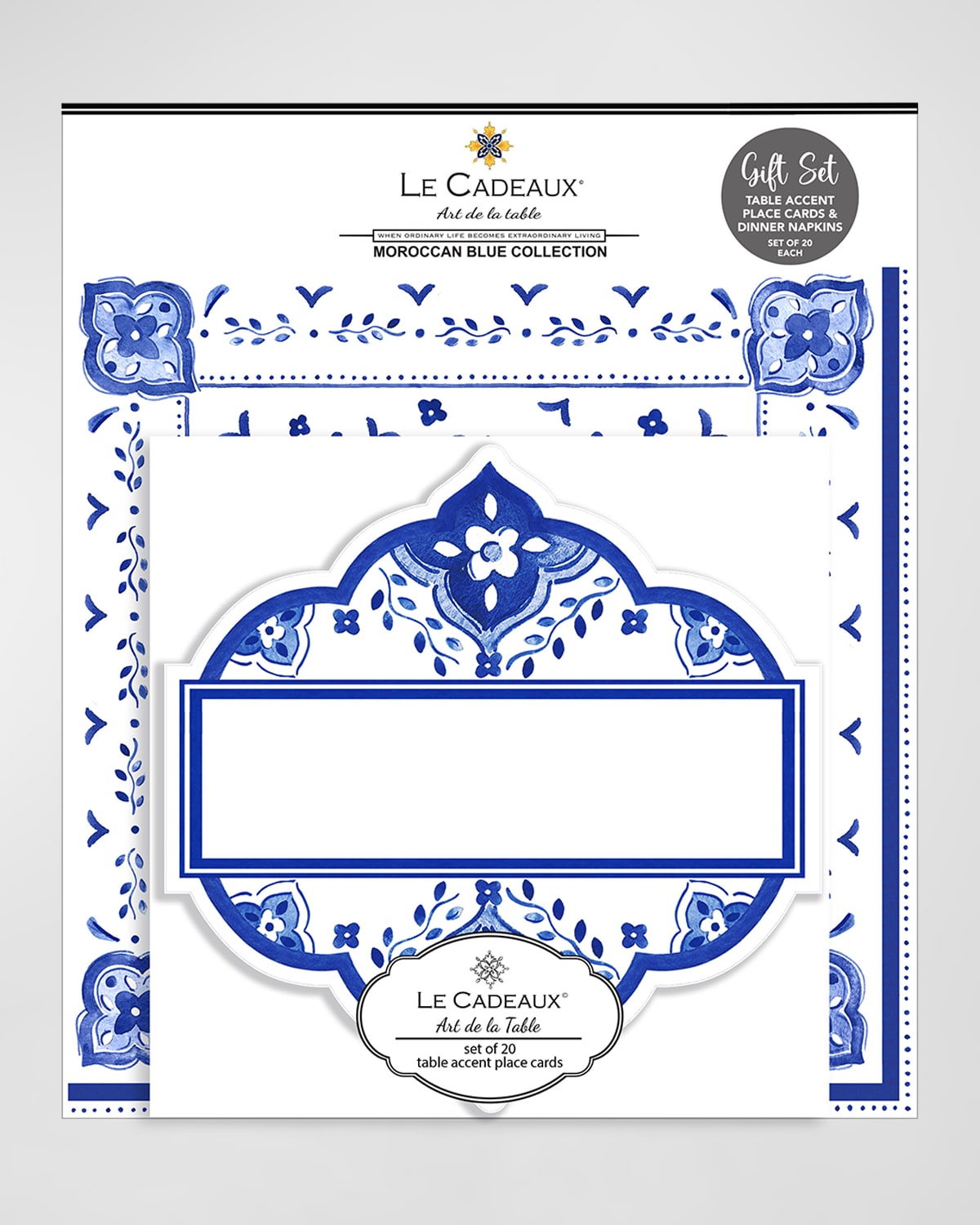 Shop Le Cadeaux Table Accent Place Cards And Dinner Napkins Gift Set In Blue, White
