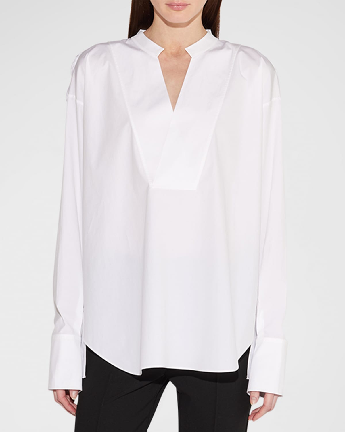 Shop Callas Milano Nur Pleated-back Cotton Tunic In White