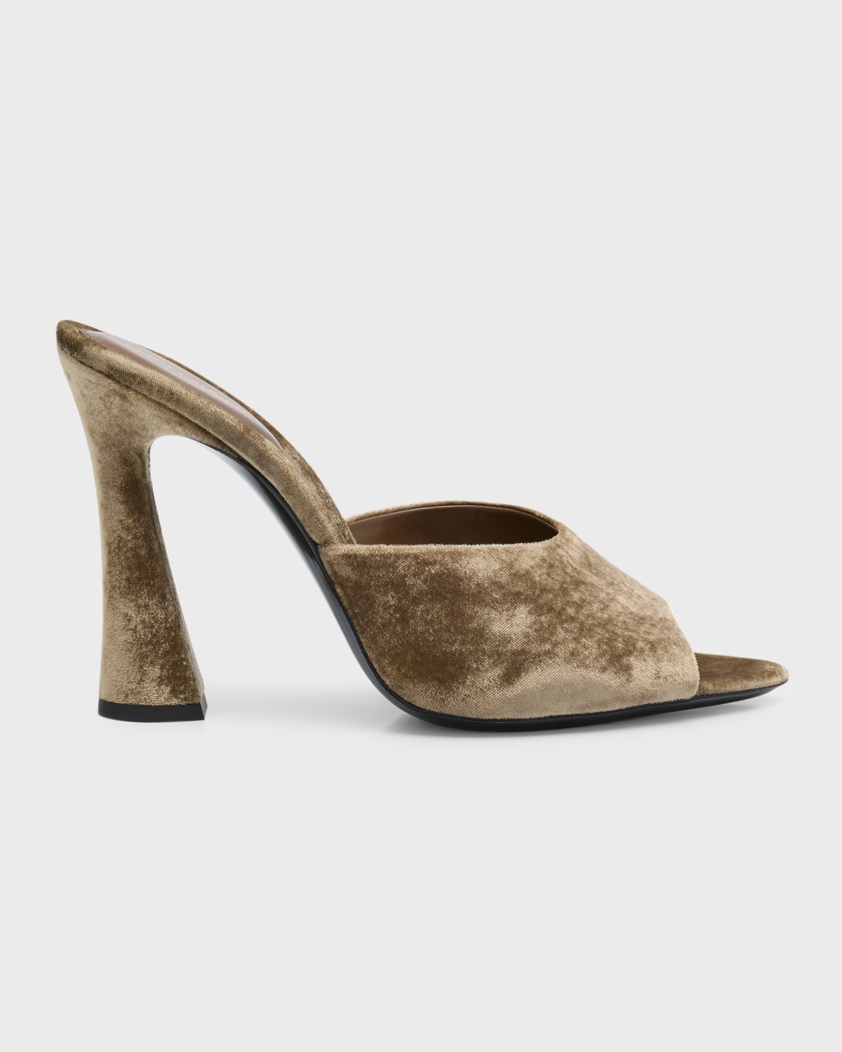Shop Saint Laurent Suite Peep-toe Mule Sandals In Dove Grey