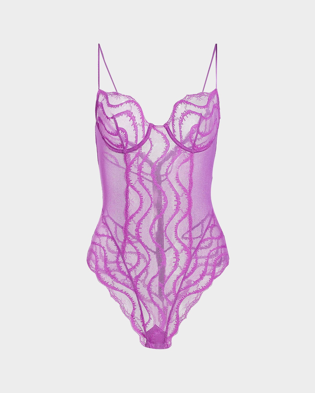 Kiki De Montparnasse Leche Moi Embroidered Tulle Bodysuit In Purple