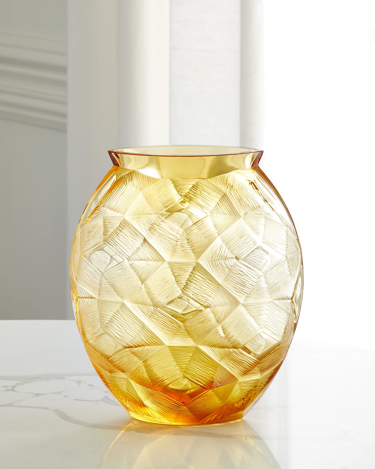 Lalique Amber Turtle Vase - 10" In Yellow