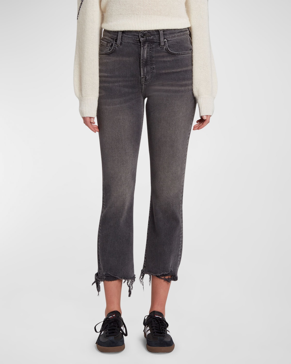 7 For All Mankind High Rise Slim Kick Cropped Jeans In Courage