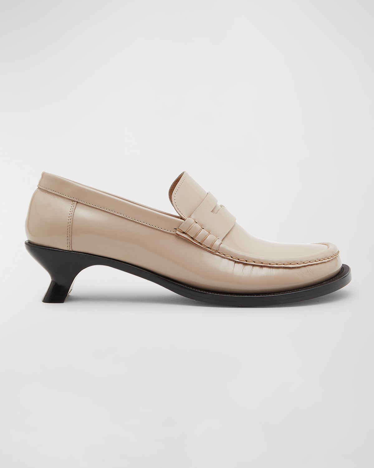 LOEWE TERRA LEATHER KITTEN-HEEL PENNY LOAFERS