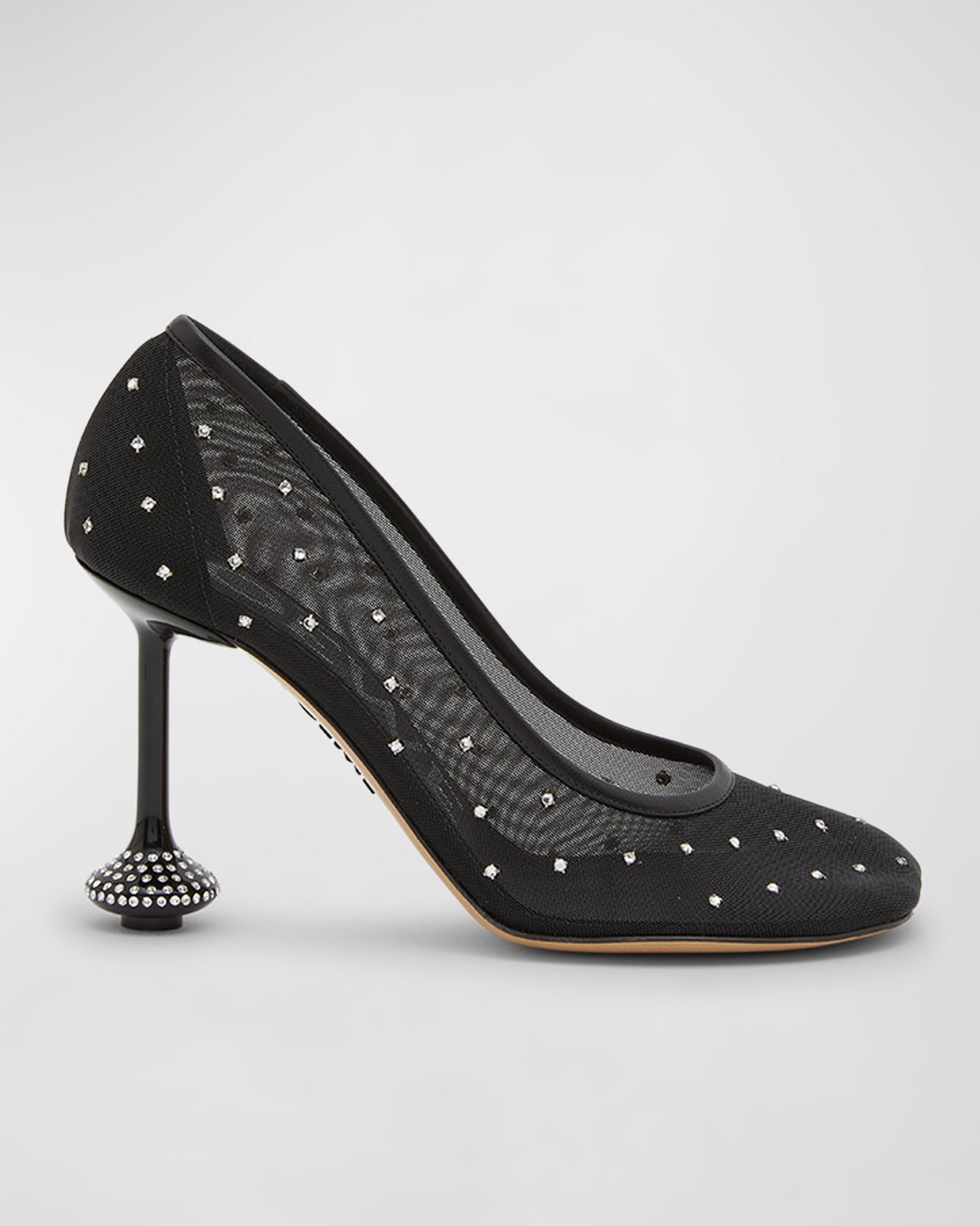 Shop Loewe Toy Crystal Mesh Pumps In Black Silver