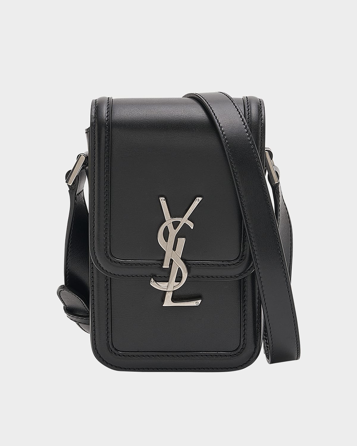 Shop Saint Laurent Men's Ysl Solferino Phone Case Bag In Nero