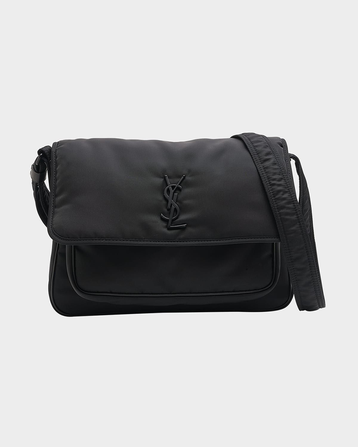 Shop Saint Laurent Men's Niki Nylon Messenger Bag In Black