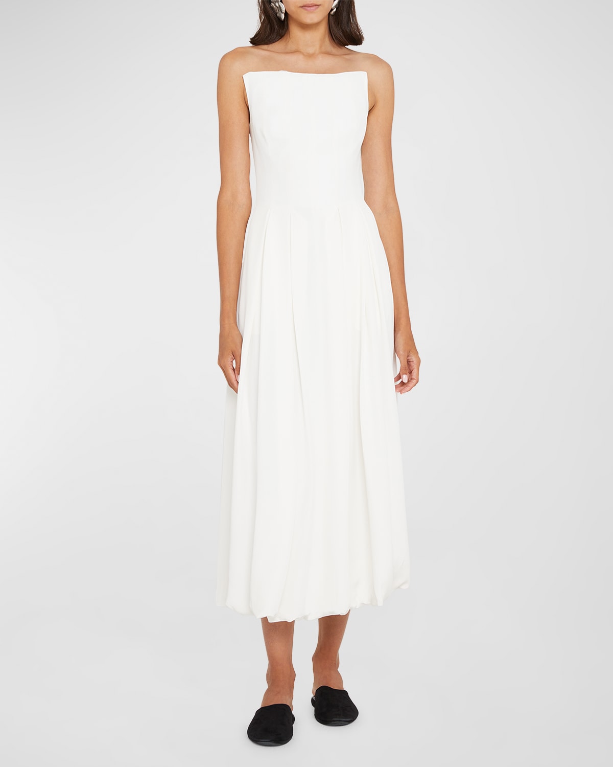 Tove Malene Strapless A-line Midi Dress In White