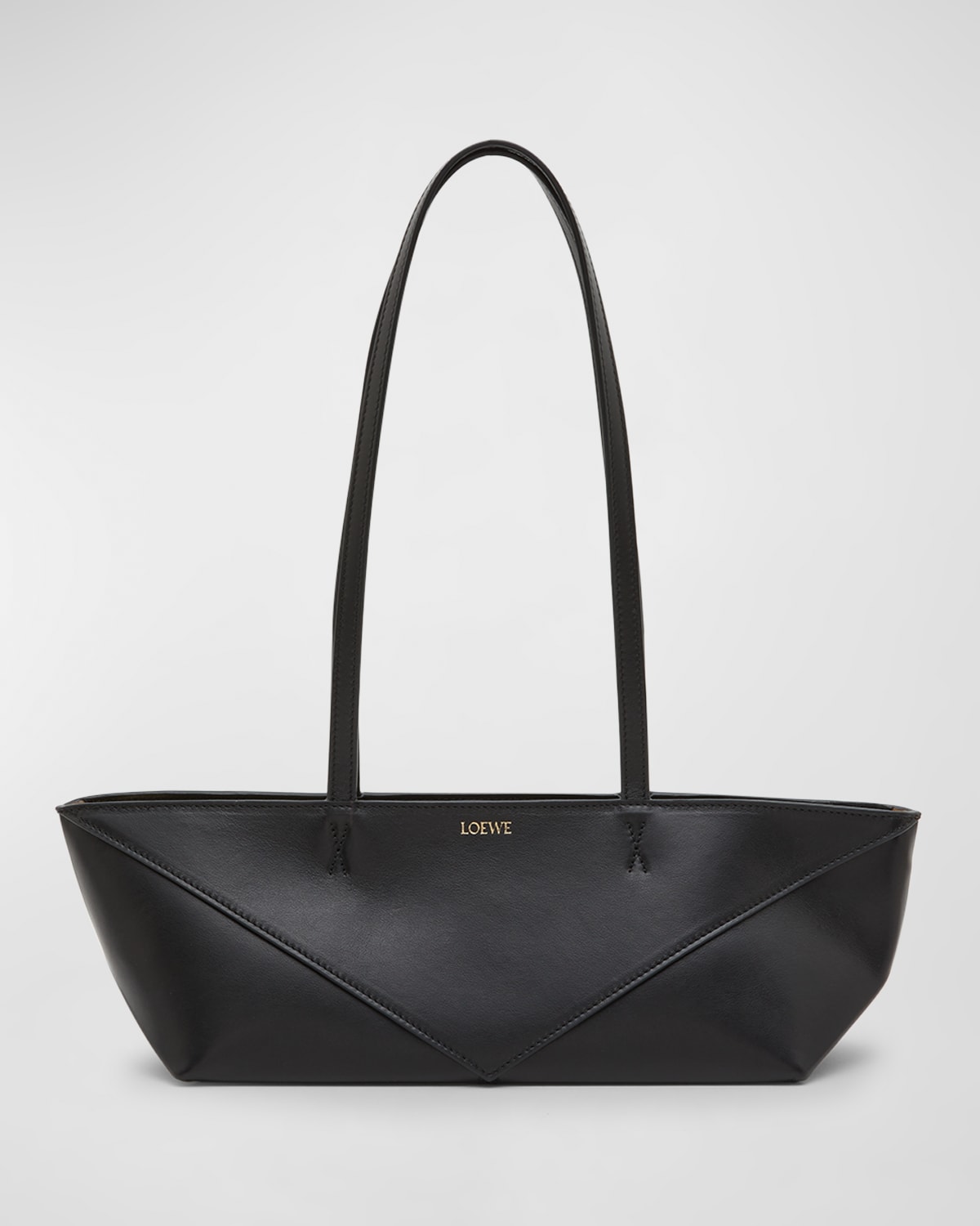 Loewe Fold Puzzle Leather Shoulder Bag In 1100 Black