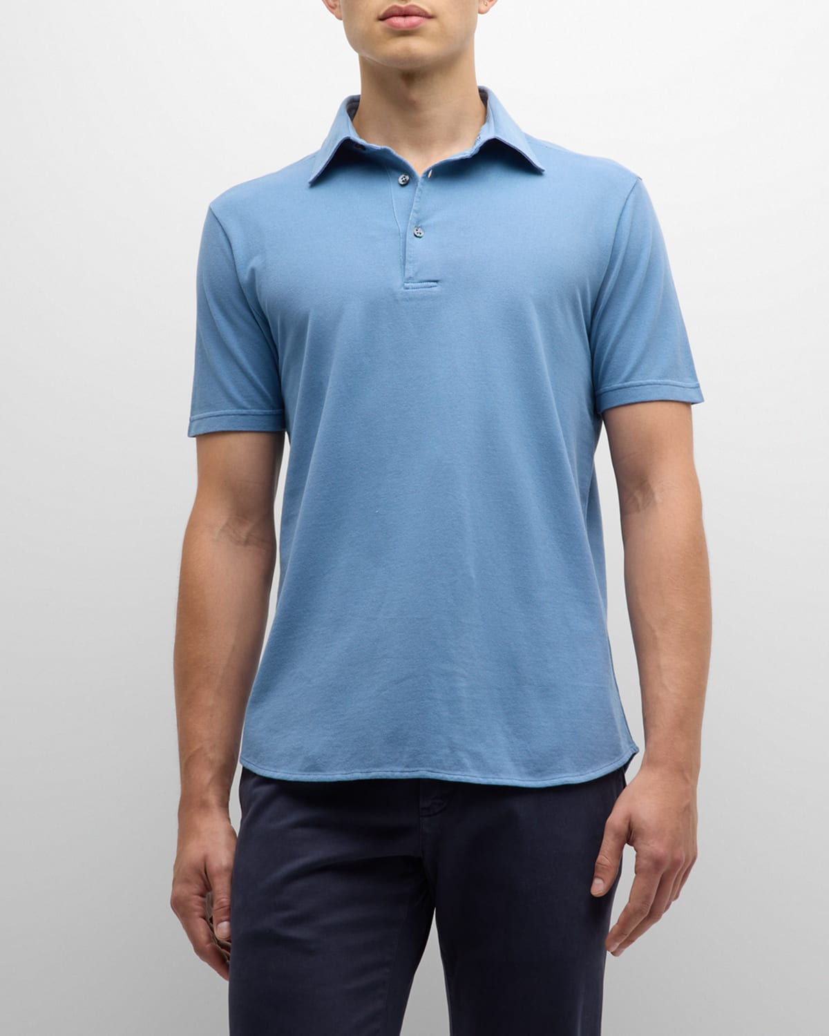 Loro Piana Men's Cotton Pique Polo Shirt In Blue