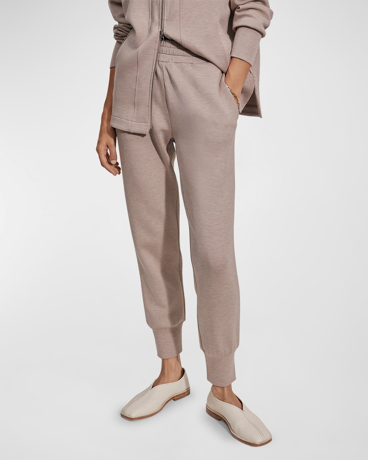 Varley The Slim Cuff Pants In Taupe Marl