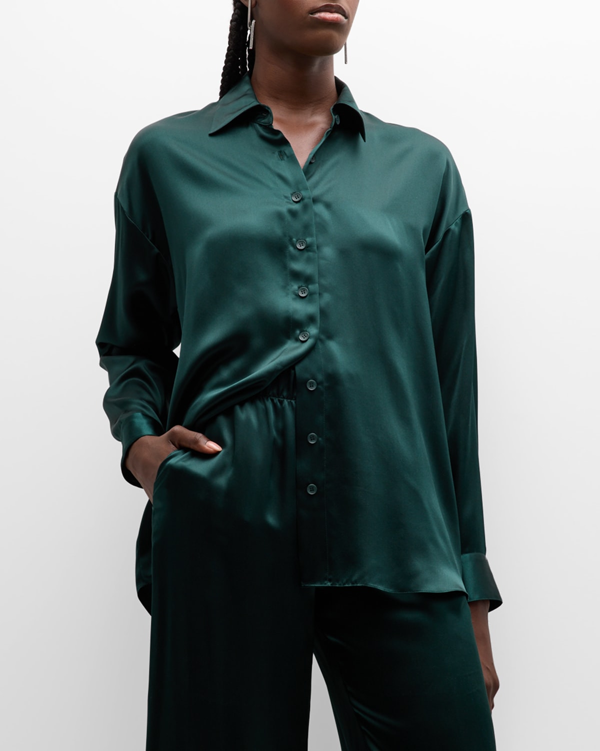 Indiana Silk Button-Front Blouse