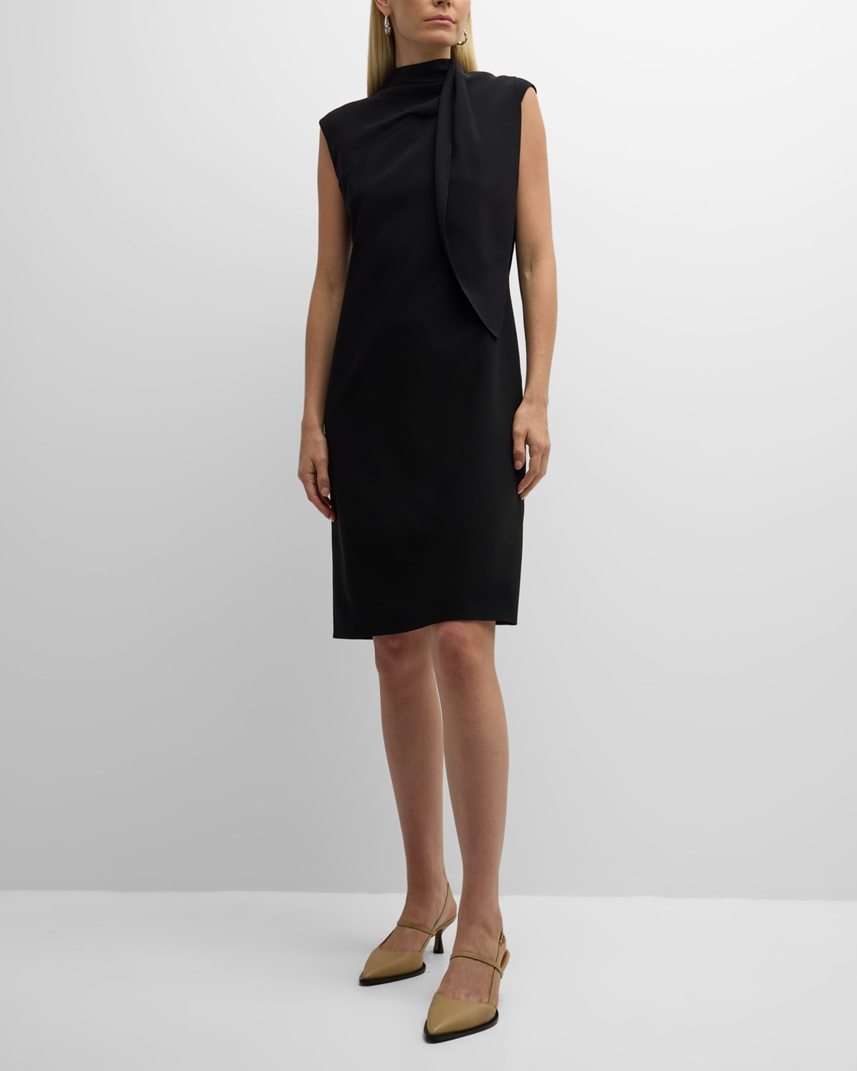 Shop Lafayette 148 Cap-sleeve Finesse Crepe Midi Dress In Black