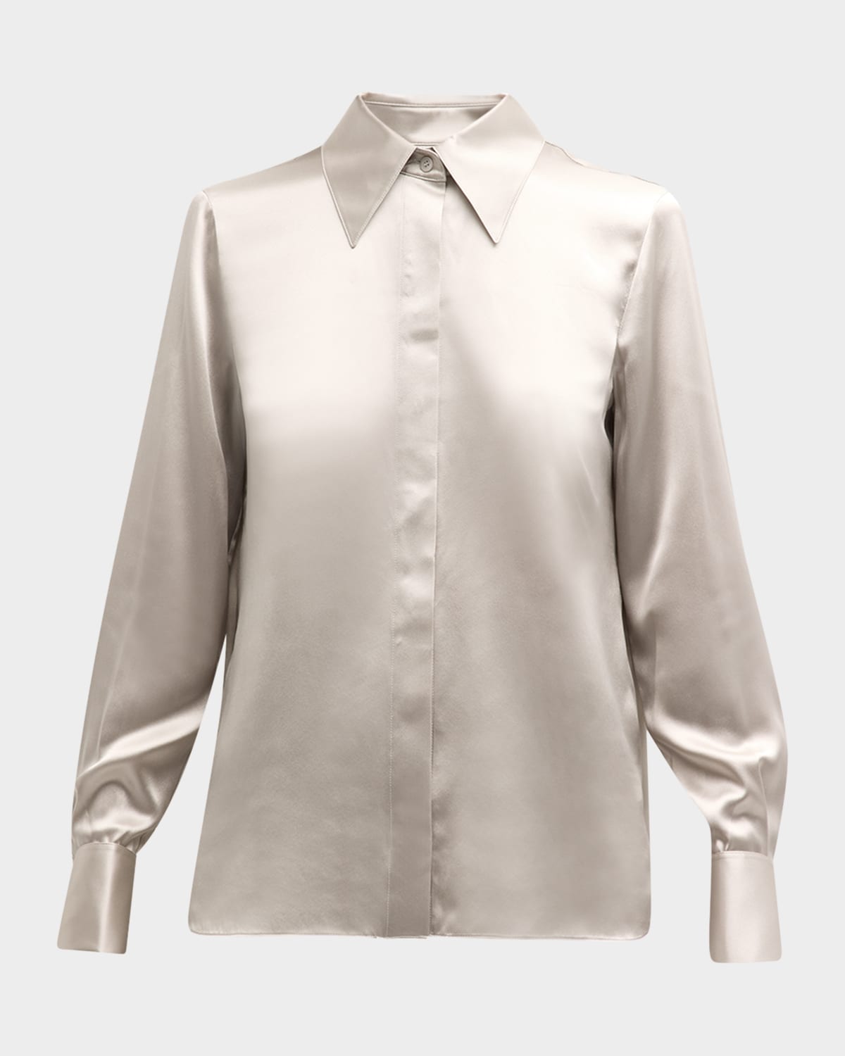 LAFAYETTE 148 SPREAD-COLLAR SILK CHARMEUSE BLOUSE