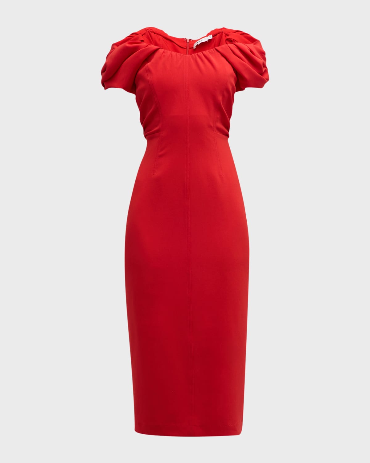 Shop A.l.c Nora Off-the-shoulder Midi Sheath Dress In Dark Poinciana