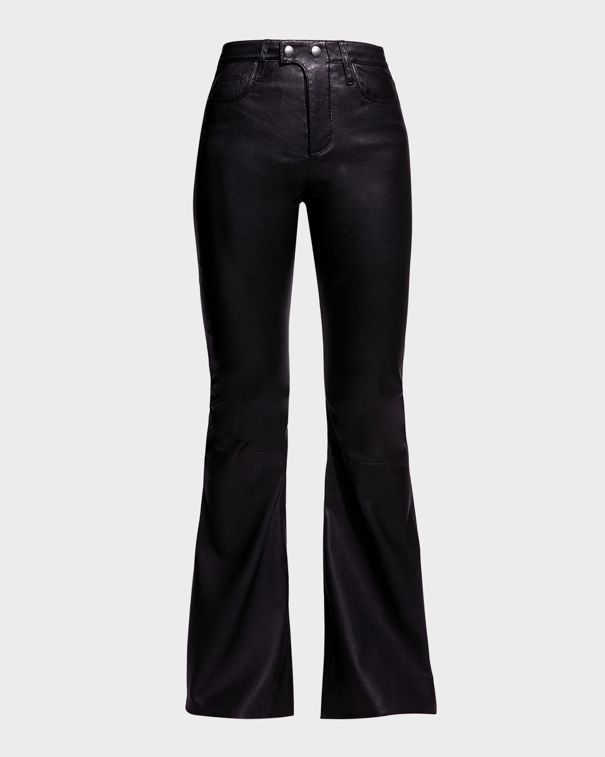 Shop As By Df Robbie Stretch Leather Flares In Black