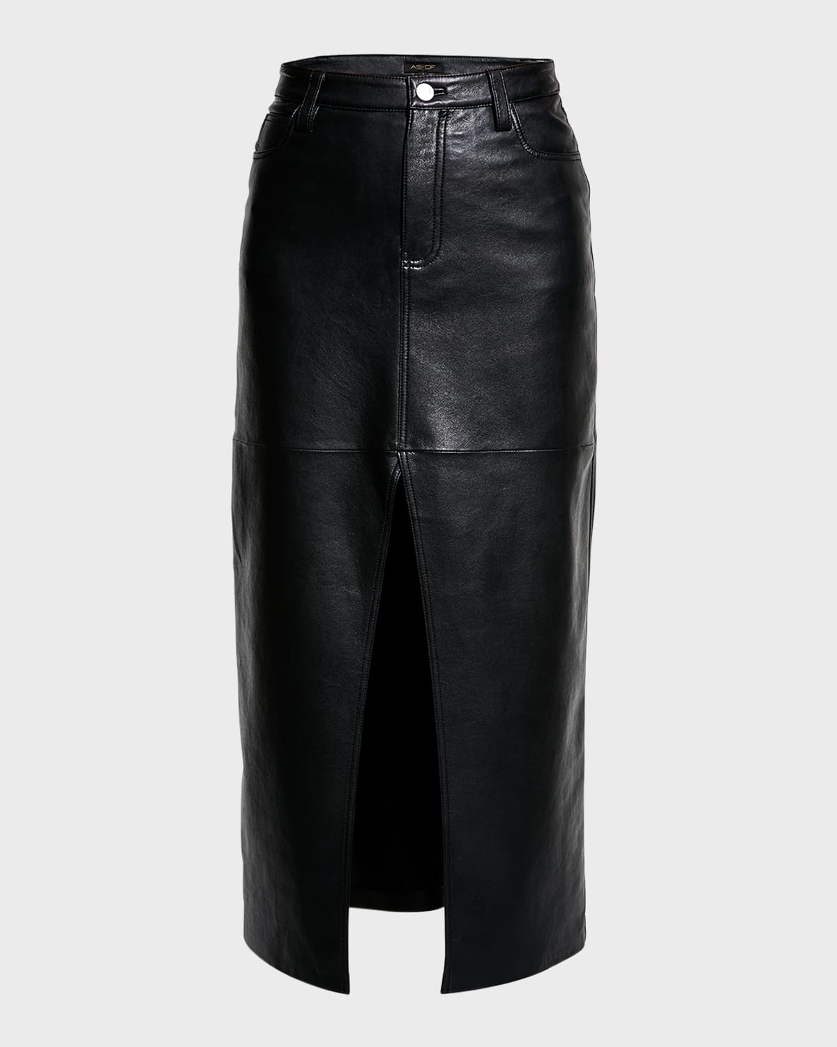 Shop As By Df Imogen Recycled Leather Maxi Skirt In Black