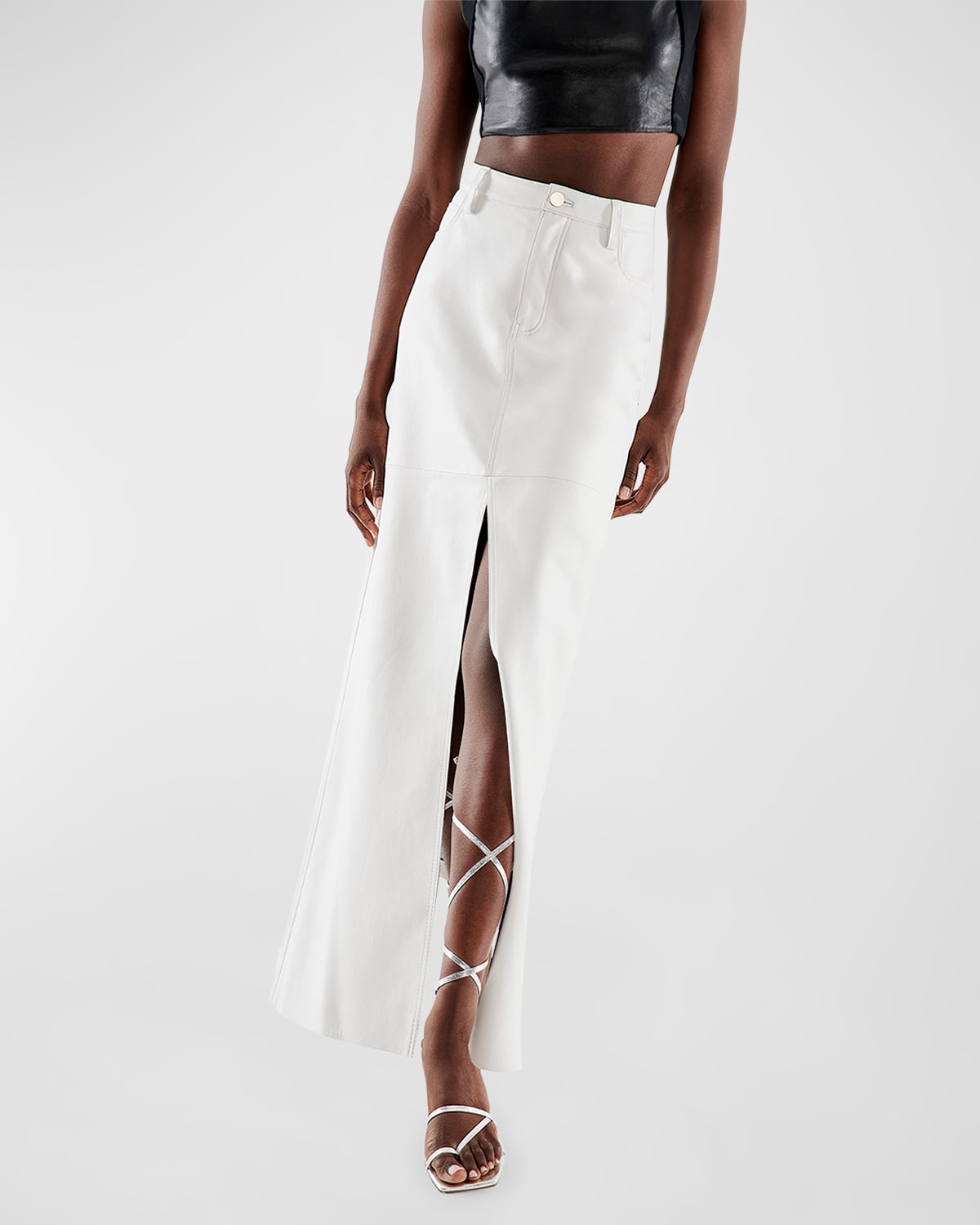 As By Df Imogen Recycled Leather Maxi Skirt In White
