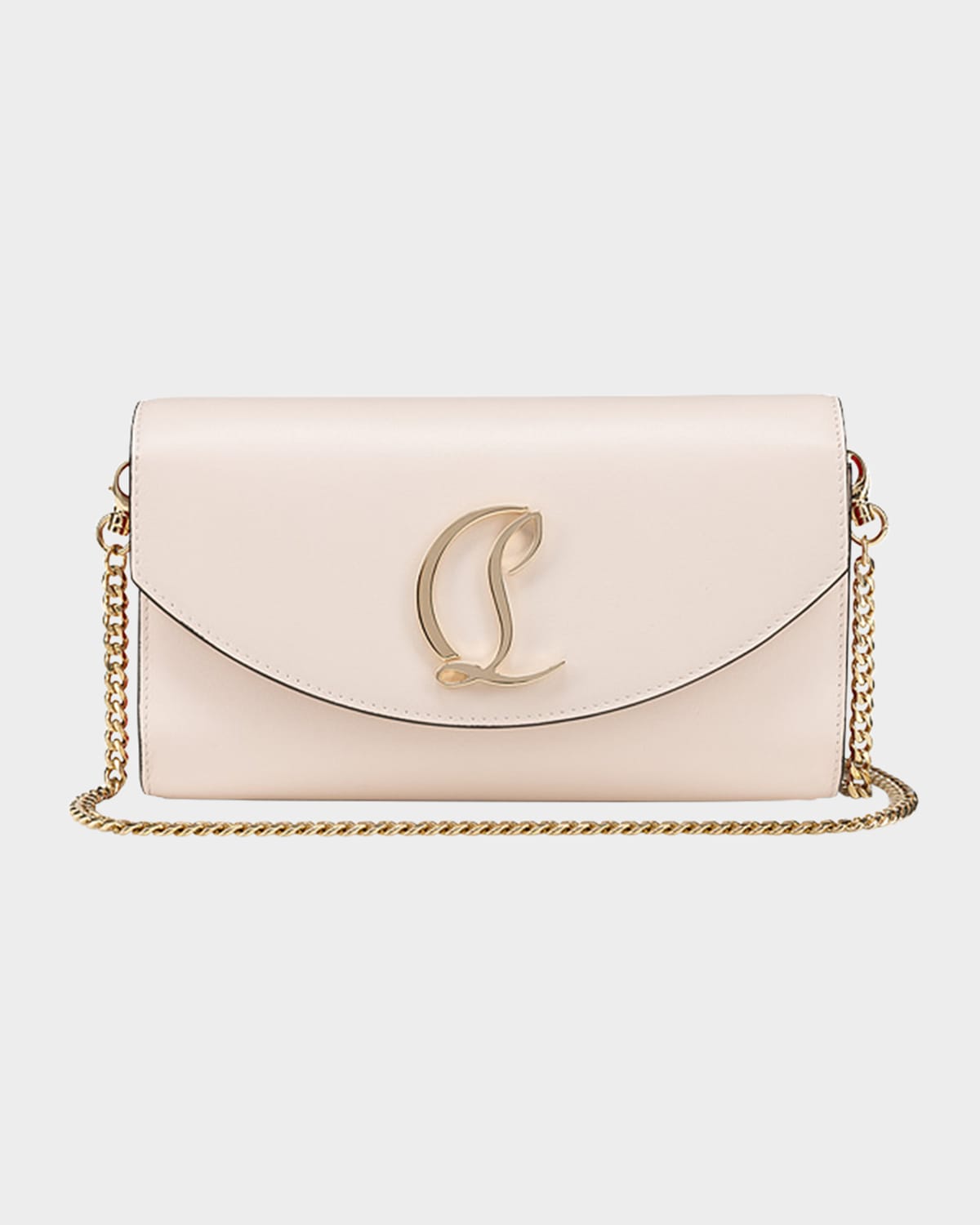 Christian Louboutin Loubi54 Wallet On Chain In Leather In Leche/gold