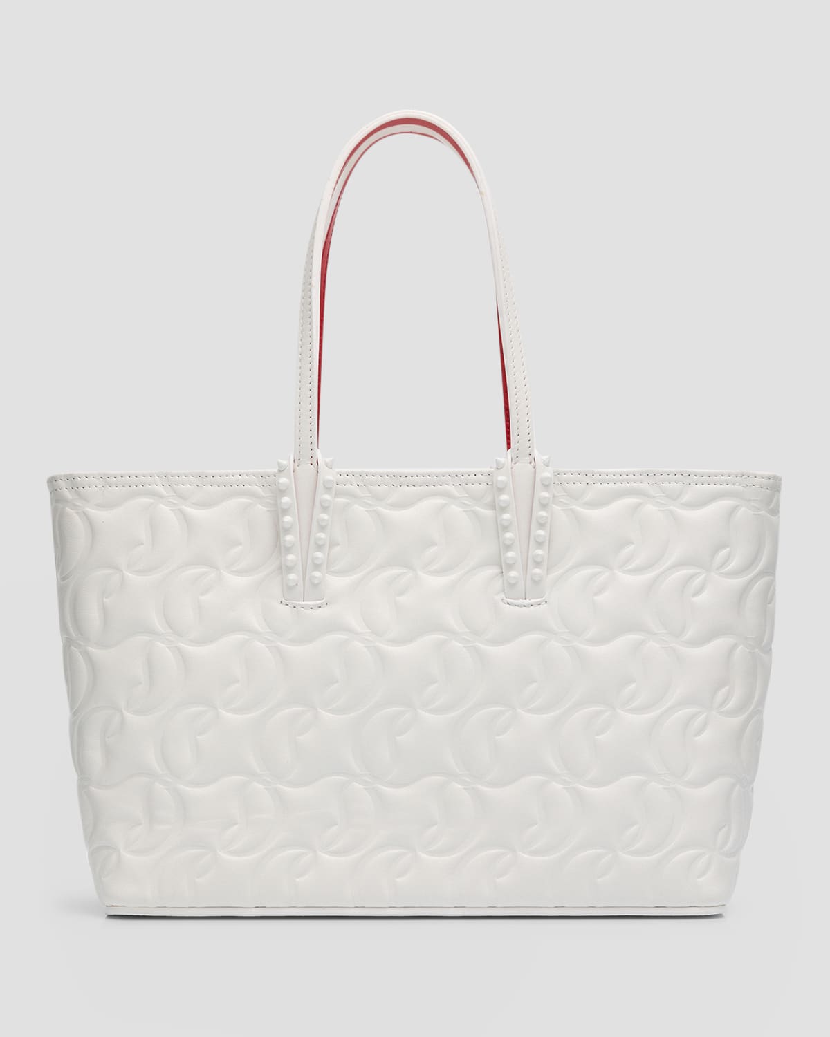 Christian Louboutin Cabata Small Cl-embossed Tote Bag In Bianco
