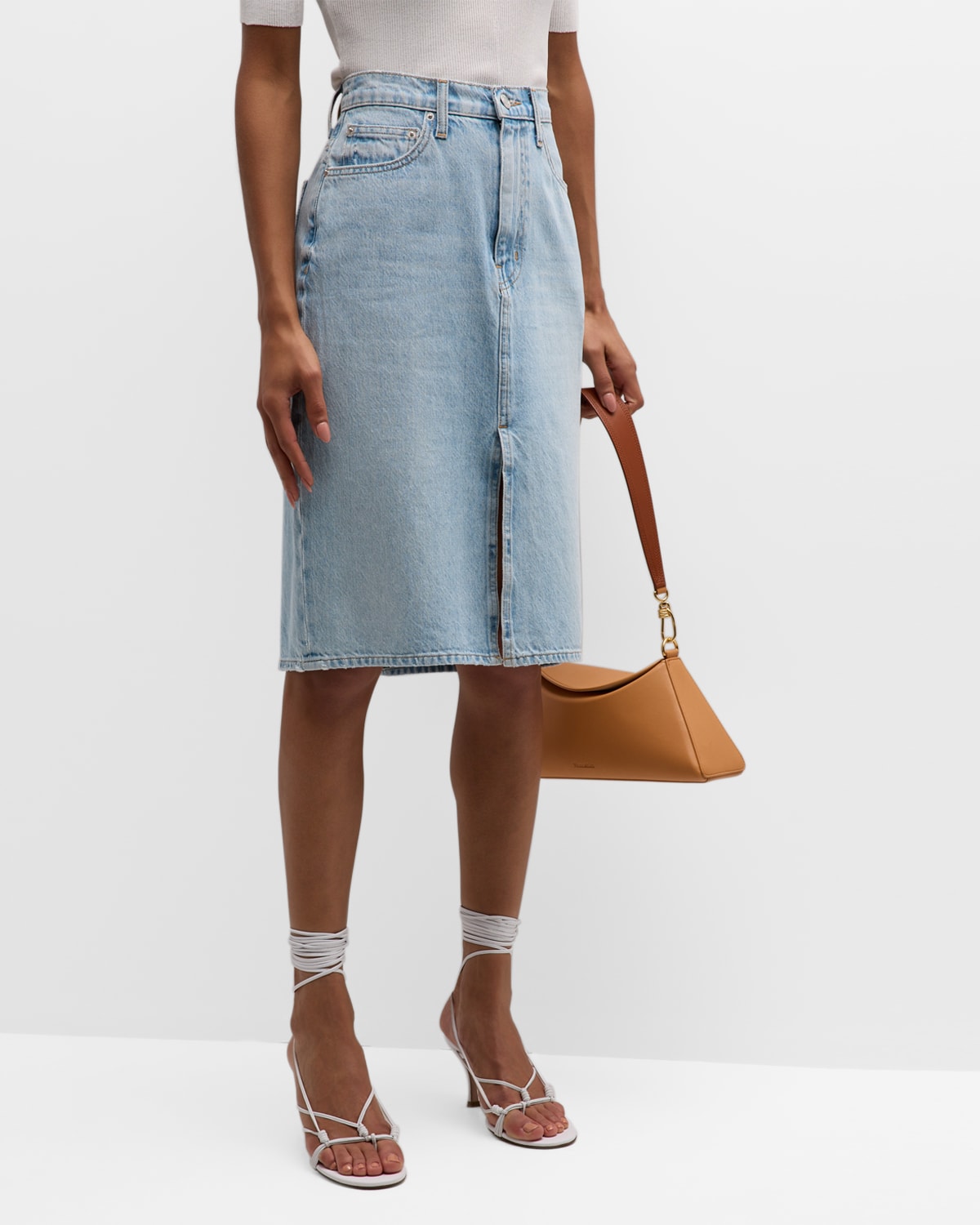 Derek Lam 10 Crosby Cotton Juliet High Rise Denim Skirt In Ludlow