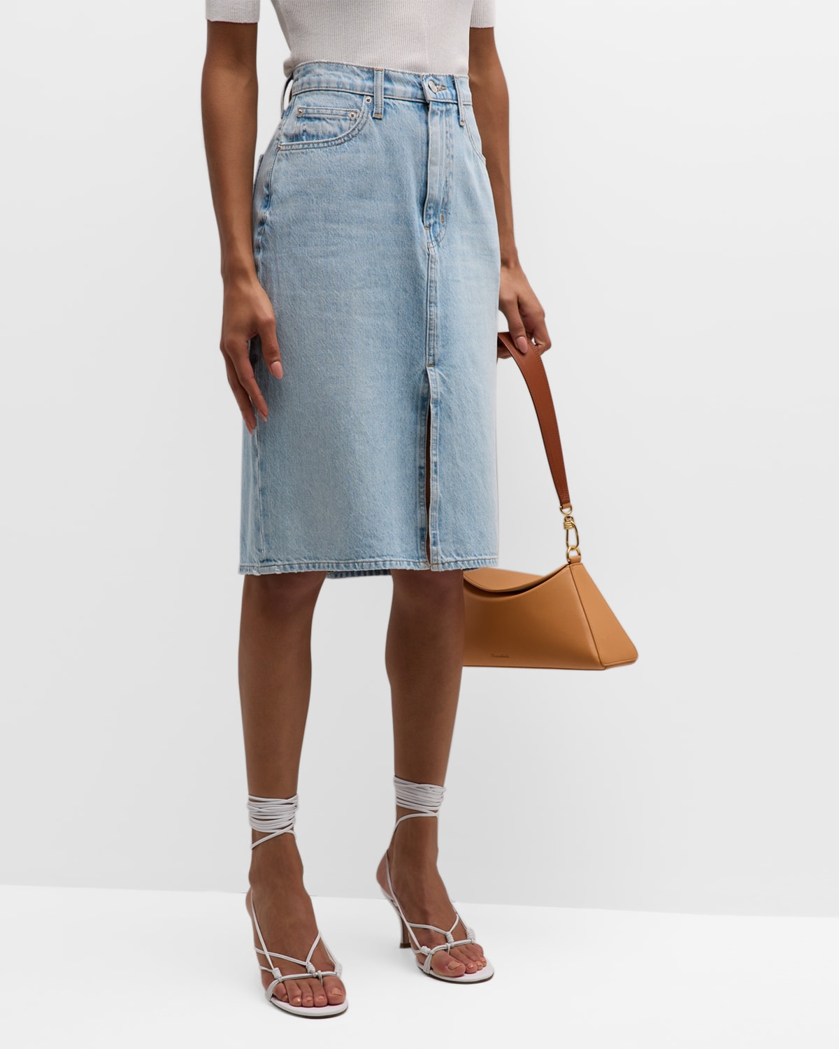 DEREK LAM 10 CROSBY JULIET HIGH RISE DENIM SKIRT