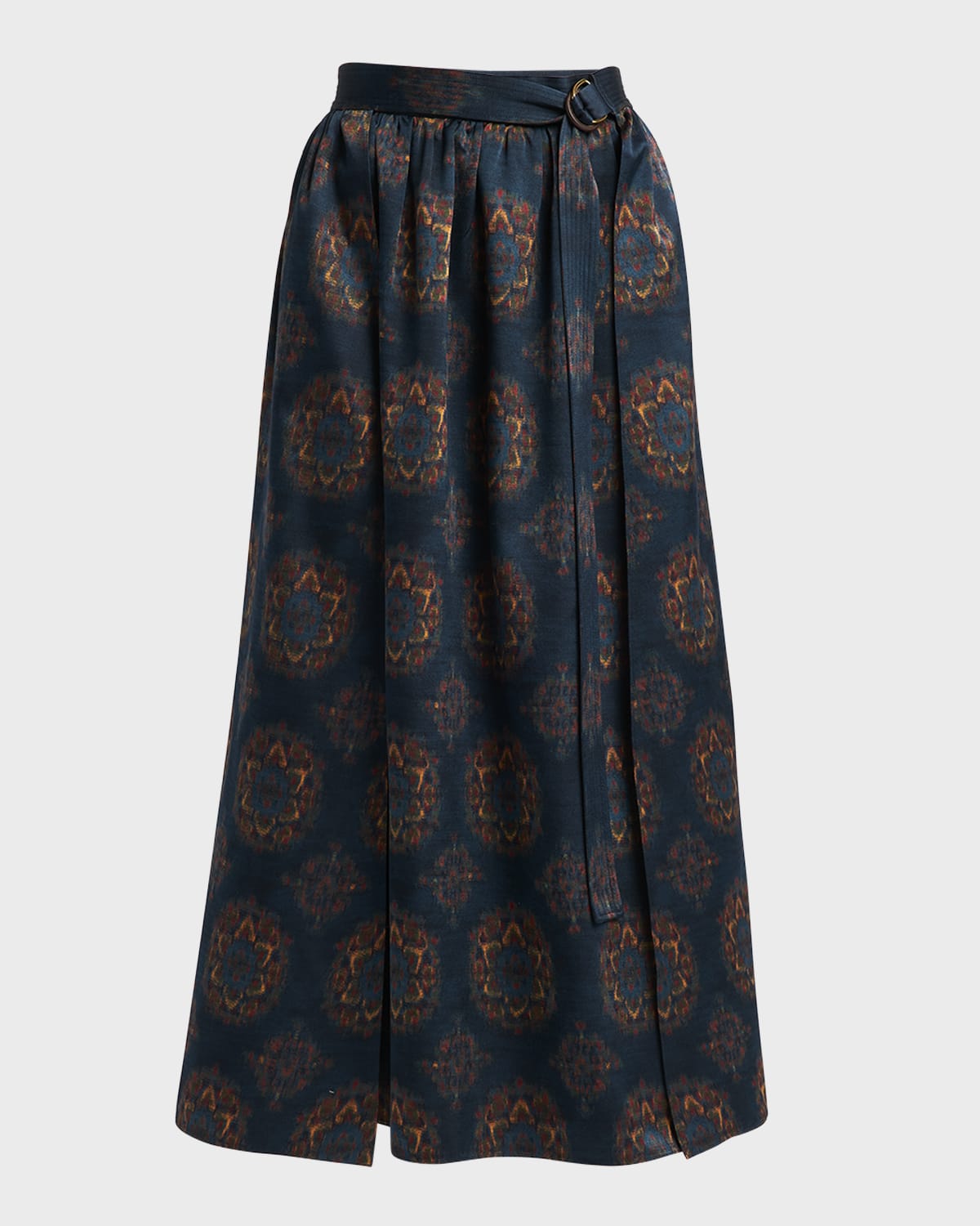 Isabel Rosette Print Belted Maxi Skirt