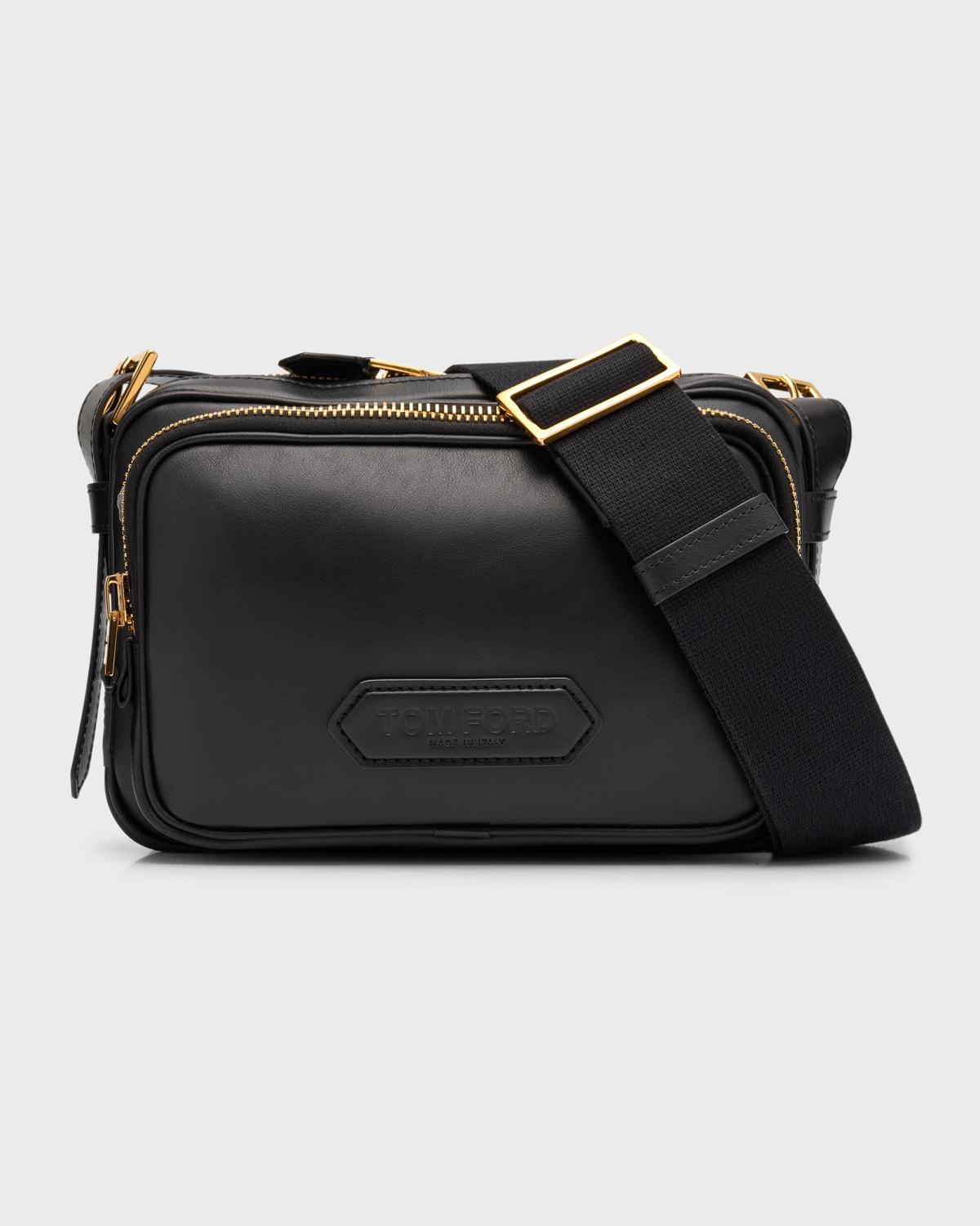 Shop Tom Ford Men's Medium Soft Leather Messenger Bag In Black